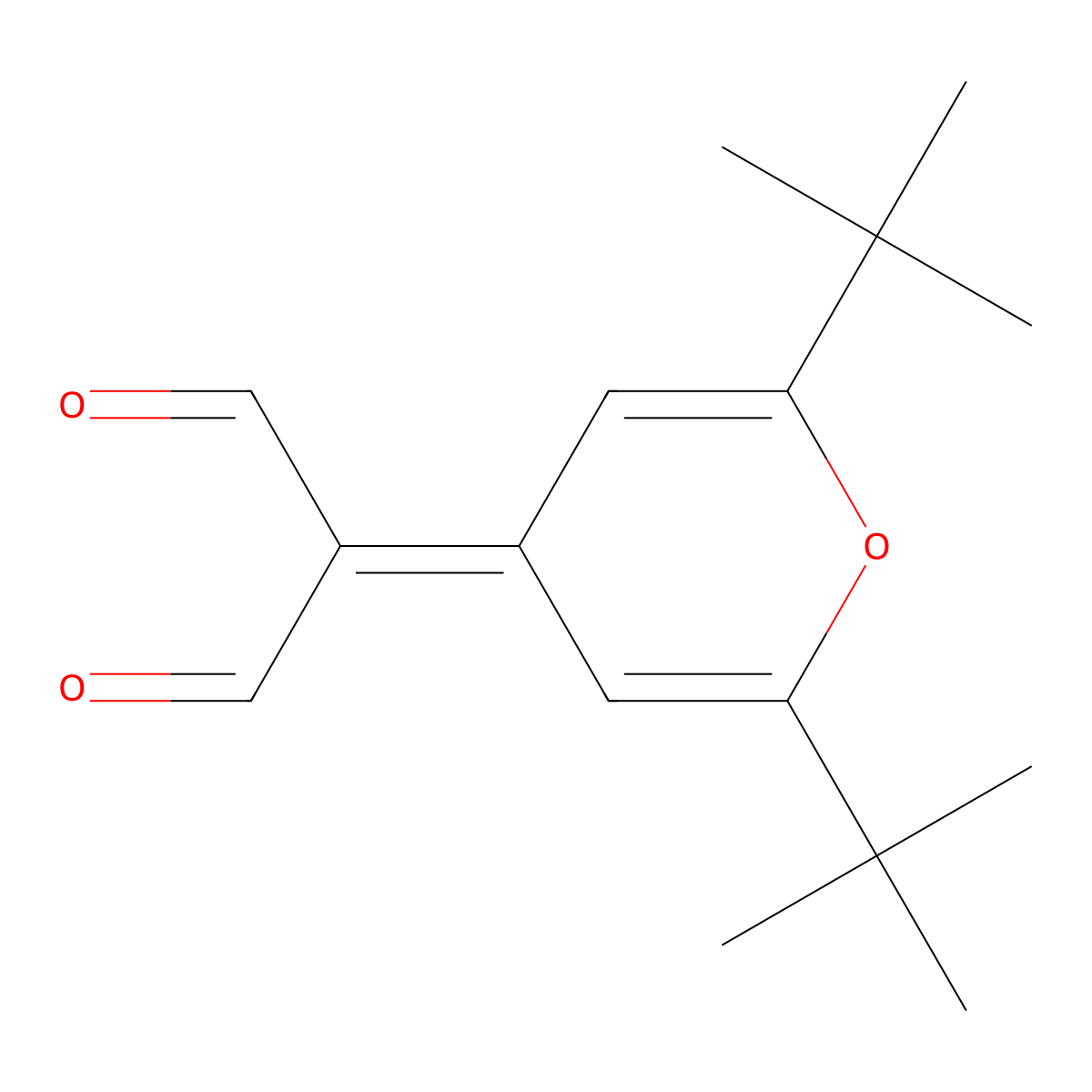 2-(2,6-di-tert-butyl-4H-pyran-4-ylidene)propanedial molecular structure, CAS 2095411-21-3