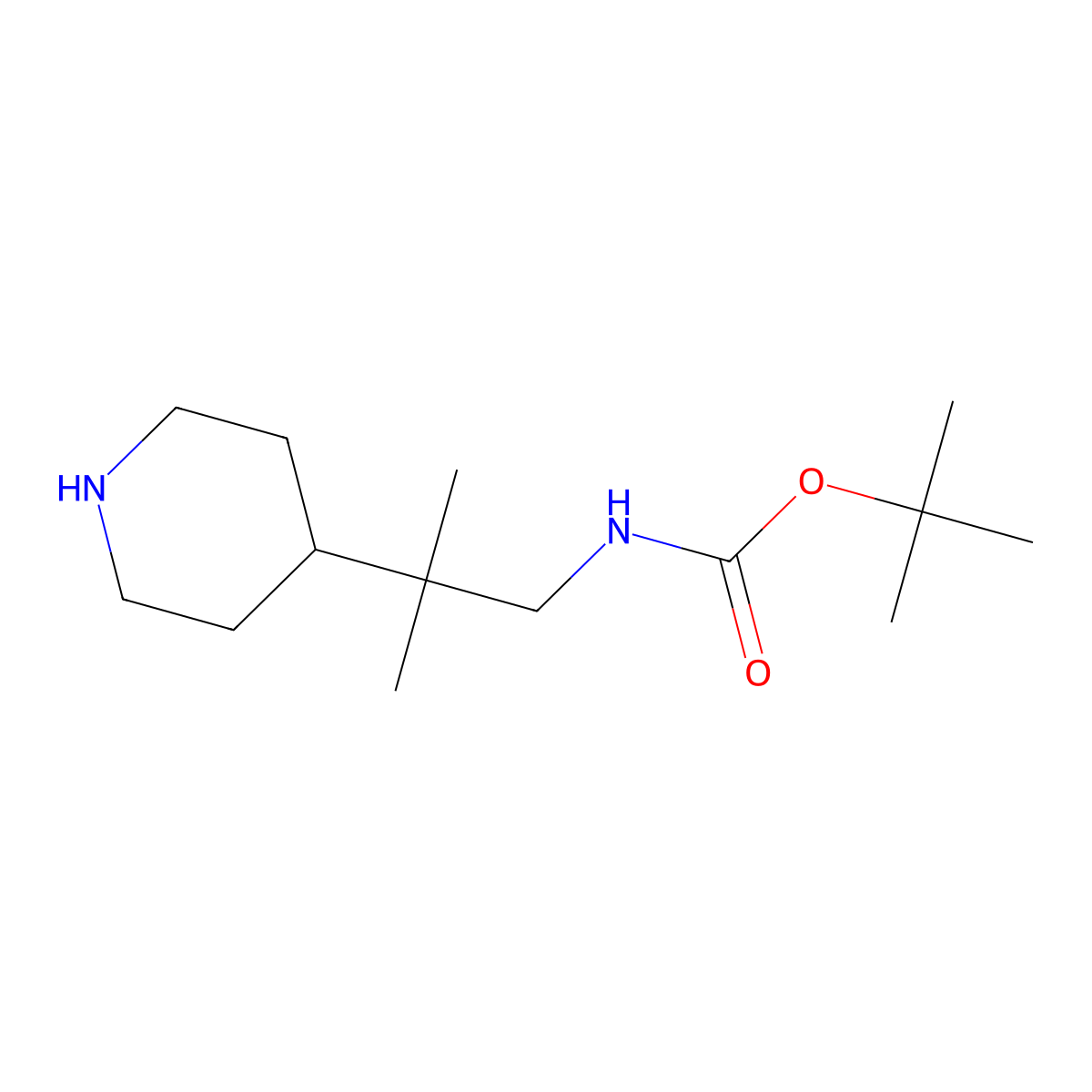 tert-butyl N-[2-methyl-2-(piperidin-4-yl)propyl]carbamate molecular structure, CAS 2095411-22-4