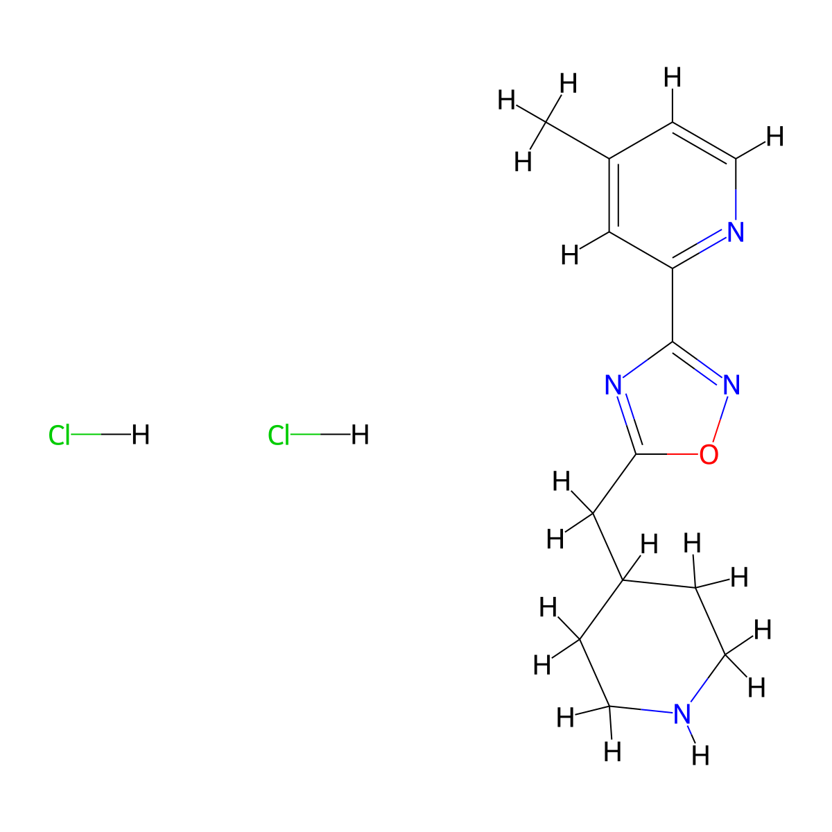 3-(4-Methylpyridin-2-yl)-5-(piperidin-4-ylmethyl)-1,2,4-oxadiazole dihydrochloride molecular structure, CAS 2095411-27-9