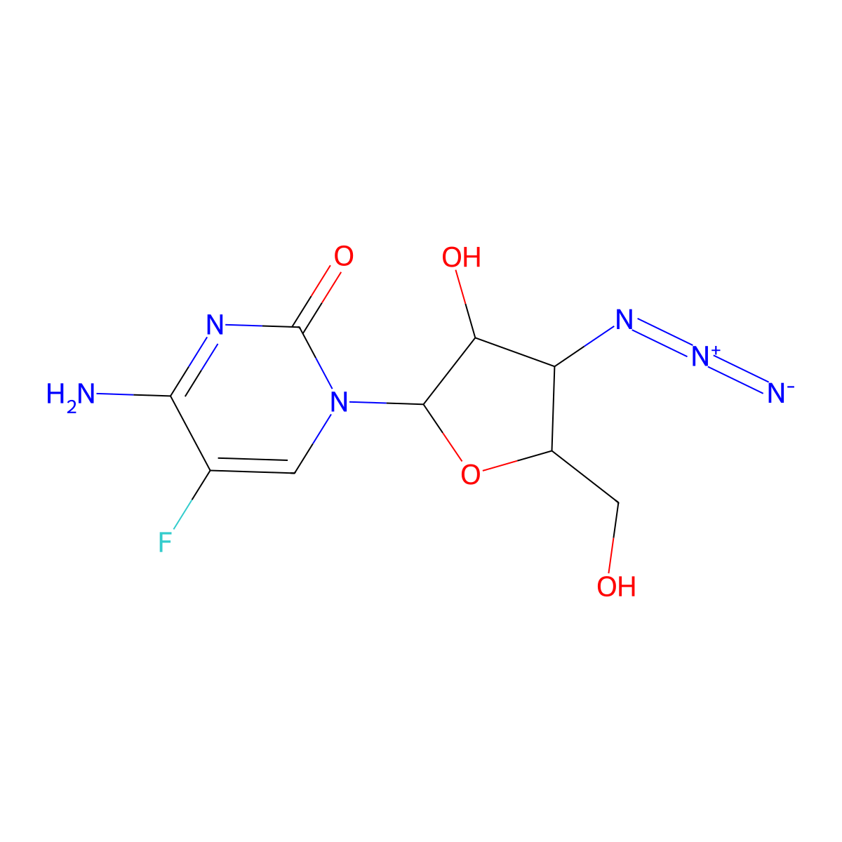 3'-Azido-3'-deoxy-5-fluorocytidine molecular structure, CAS 2095417-18-6