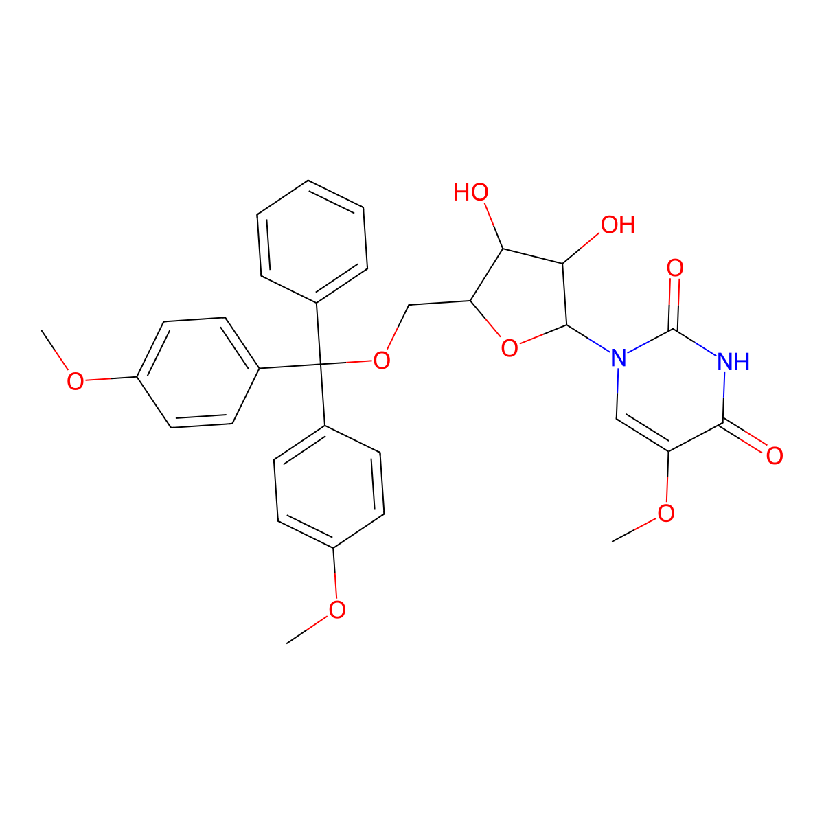 5'-O-(4,4'-Dimethoxytrityl)-5-methoxyuridine molecular structure, CAS 2095417-73-3
