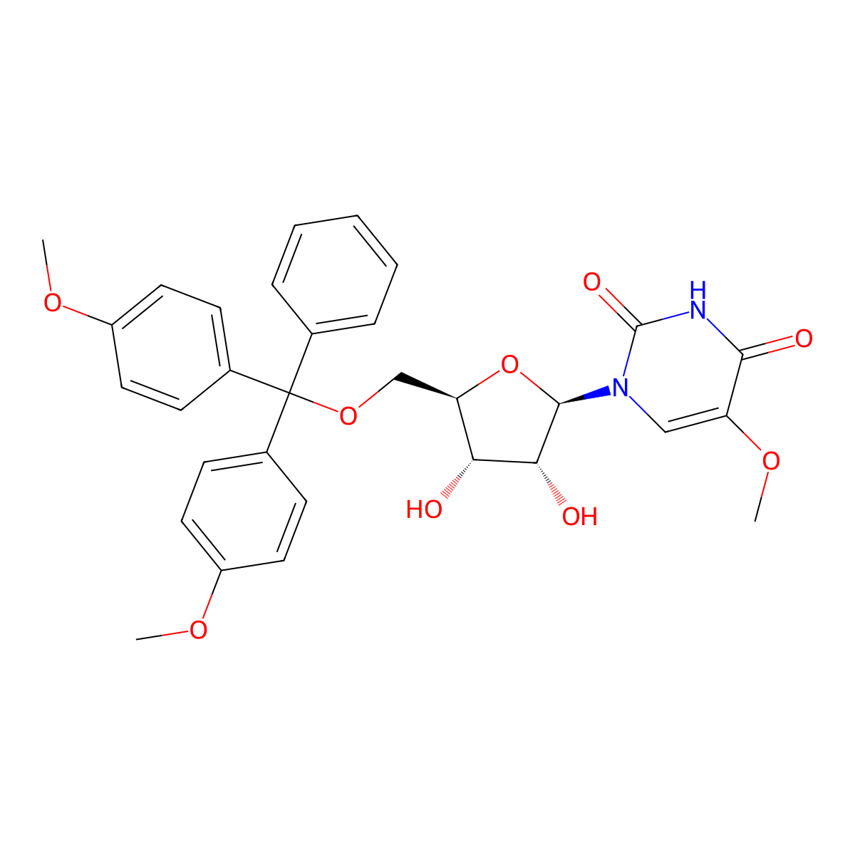 5'-O-(4,4'-Dimethoxytrityl)-5-methoxyuridine molecular structure, CAS 2095417-73-3