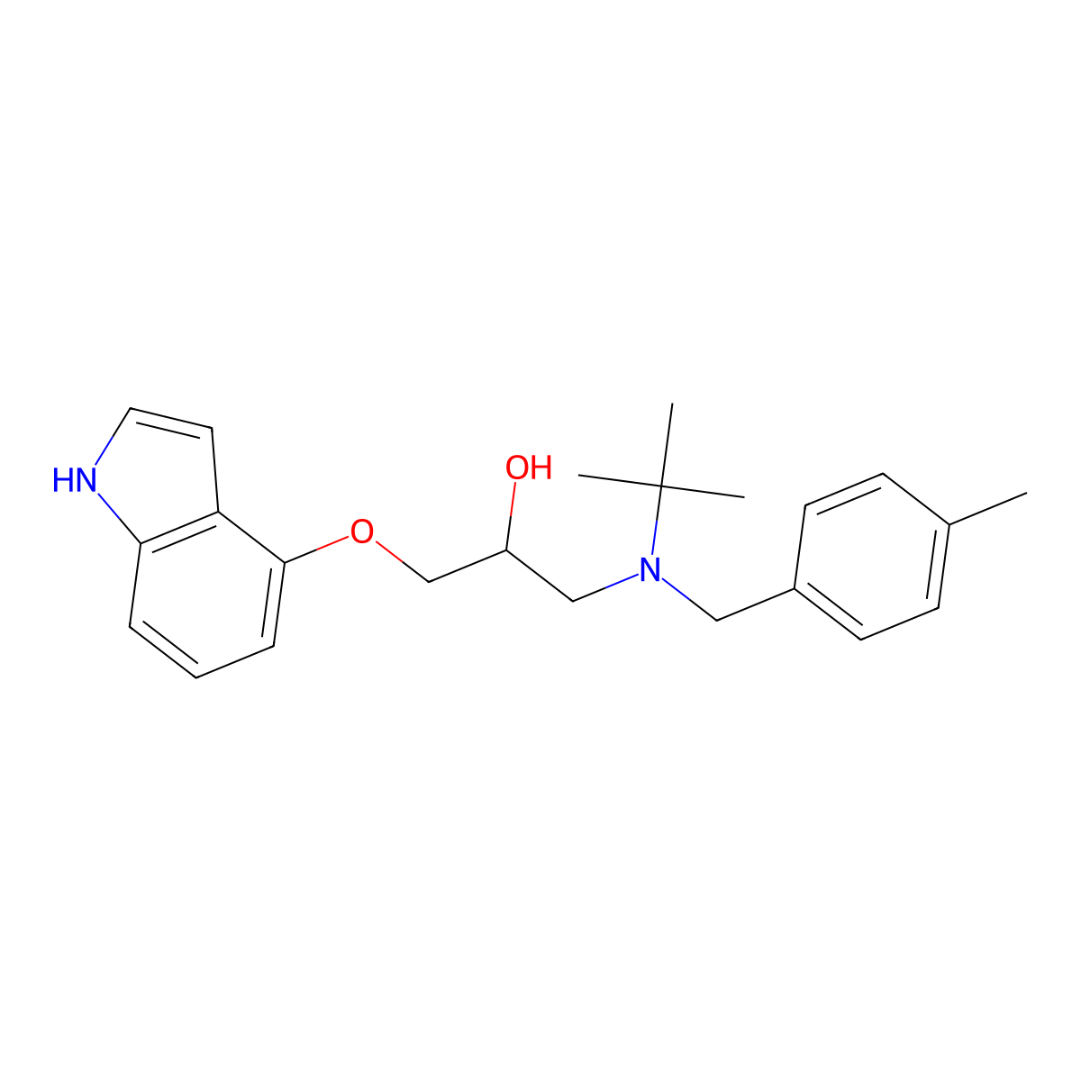 1-((1,1-dimethylethyl)((4-methylphenyl)methyl)amino)-3-(1H-indol-4-yloxy)-2-propanol molecular structure, CAS 2095432-55-4