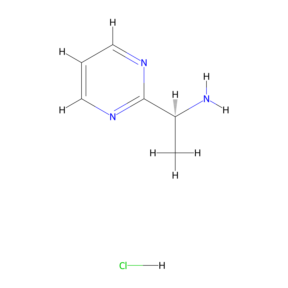 (1S)-1-Pyrimidin-2-ylethanamine hydrochloride molecular structure, CAS 2095456-37-2