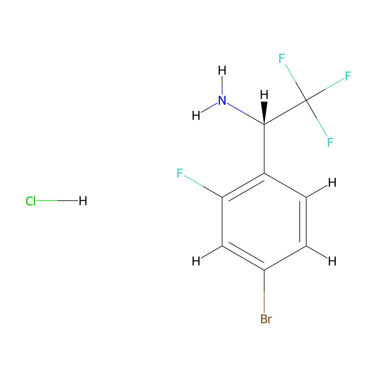 (S)-1-(4-Bromo-2-fluorophenyl)-2,2,2-trifluoroethan-1-amine hcl molecular structure, CAS 2095456-38-3