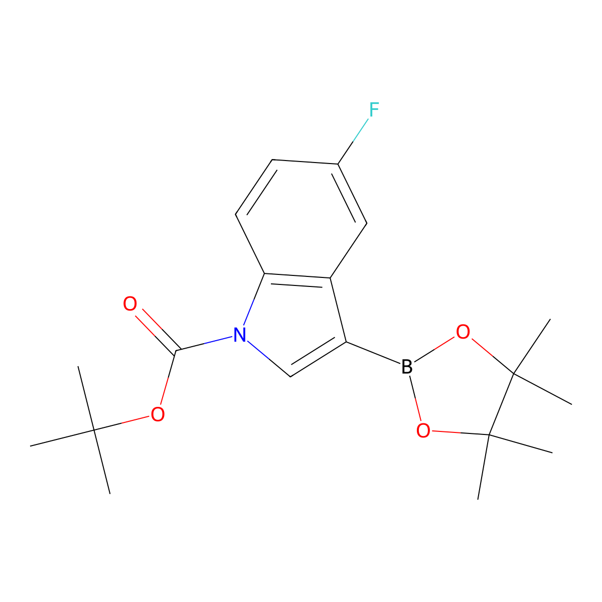 Tert-butyl 5-fluoro-3-(4,4,5,5-tetramethyl-1,3,2-dioxaborolan-2-YL)-1H-indole-1-carboxylate molecular structure, CAS 2095464-28-9
