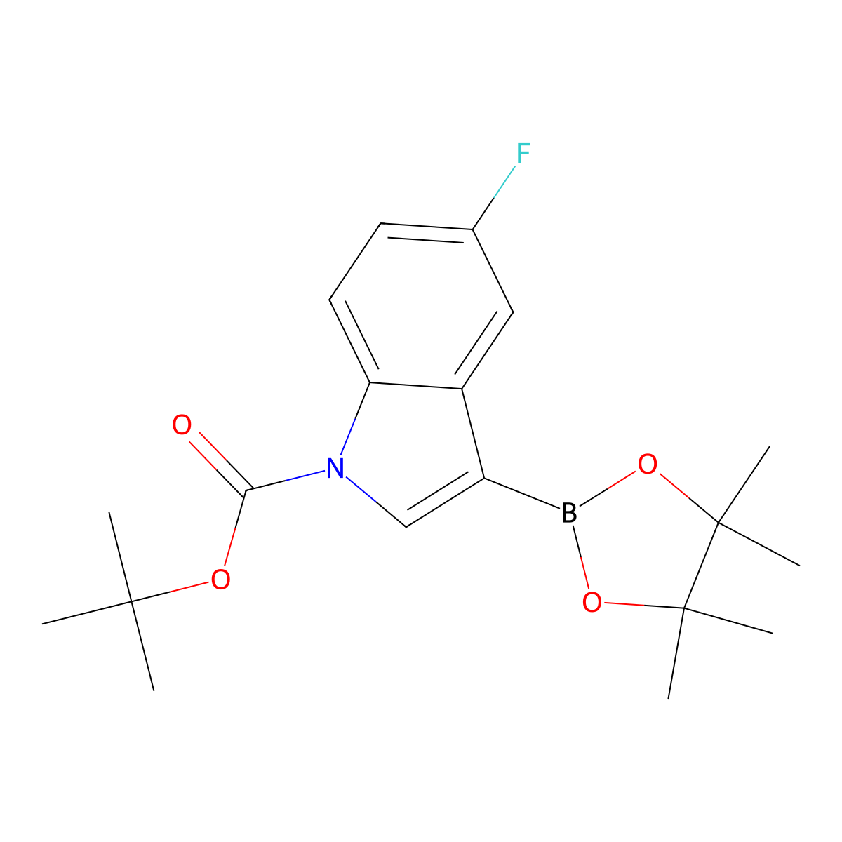 Tert-butyl 5-fluoro-3-(4,4,5,5-tetramethyl-1,3,2-dioxaborolan-2-YL)-1H-indole-1-carboxylate molecular structure, CAS 2095464-28-9