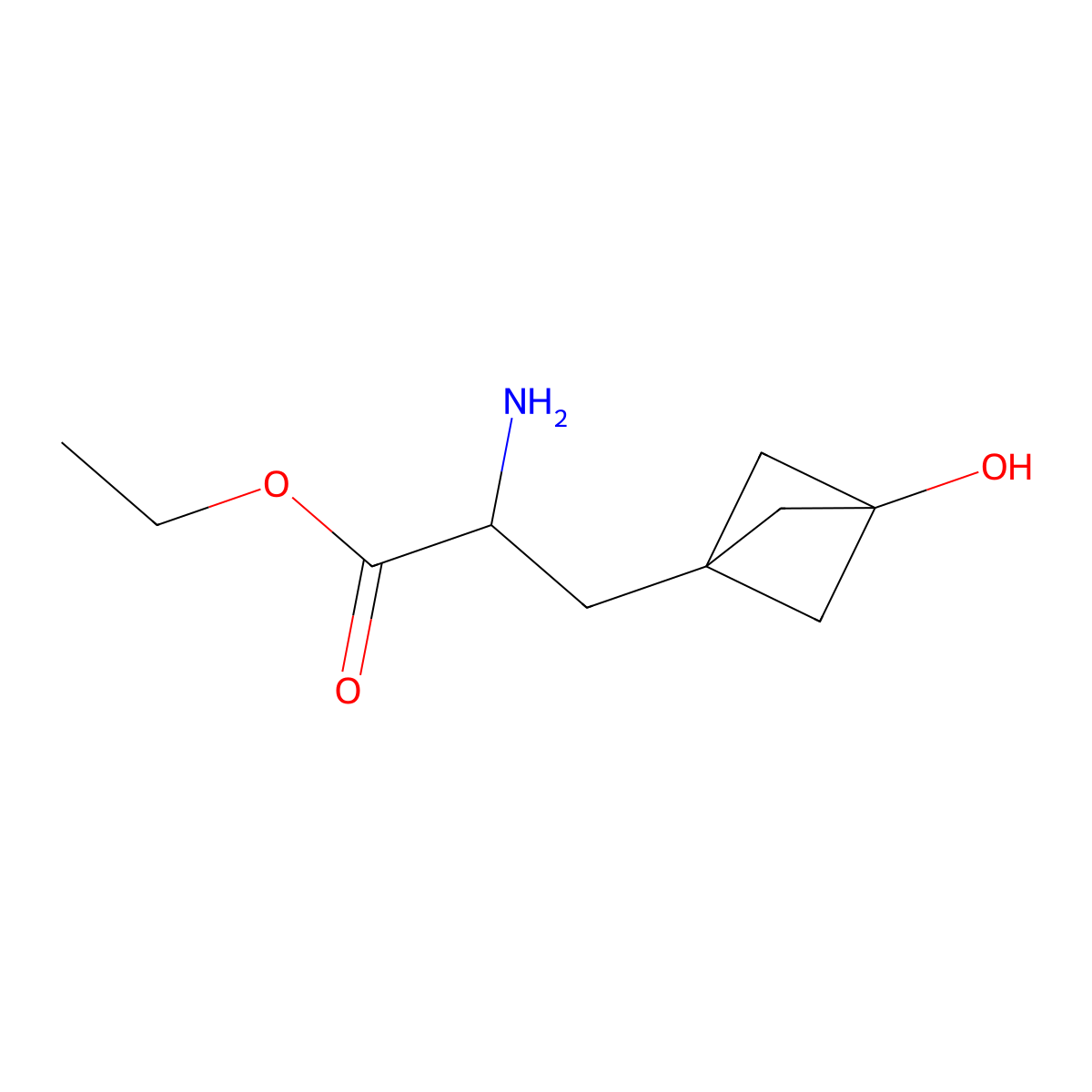 Ethyl 2-amino-3-(3-hydroxybicyclo[1.1.1]pentan-1-yl)propanoate molecular structure, CAS 2095495-92-2