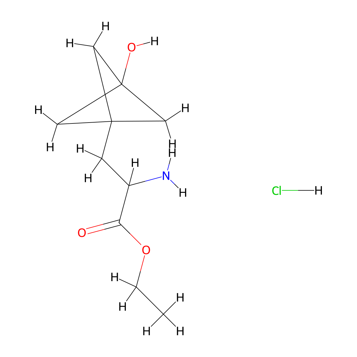 Ethyl 2-amino-3-(3-hydroxybicyclo[1.1.1]pentan-1-yl)propanoate hydrochloride molecular structure, CAS 2095495-93-3