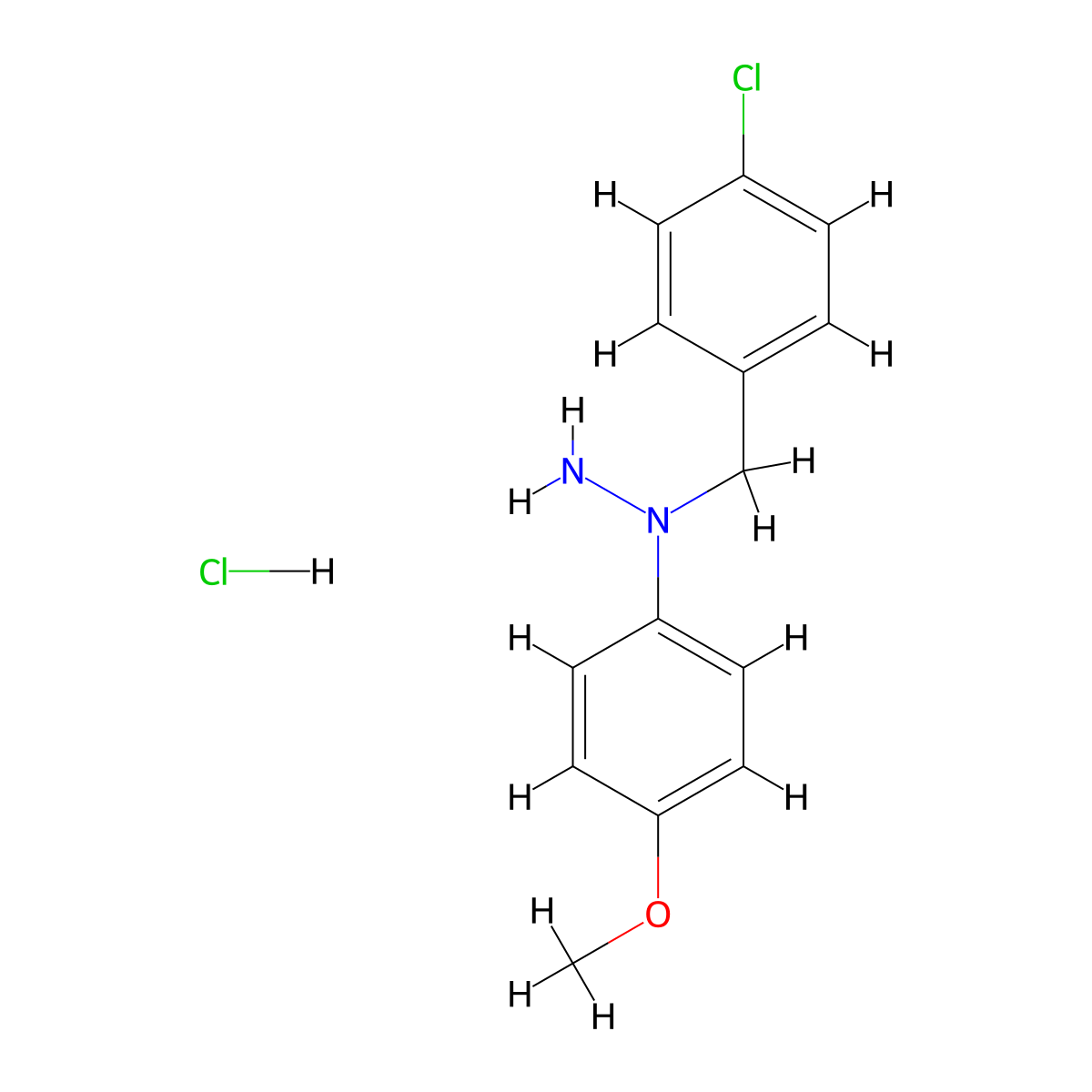 1-(4-Chlorobenzyl)-1-(4-methoxyphenyl)hydrazine hydrochloride molecular structure, CAS 20955-94-6