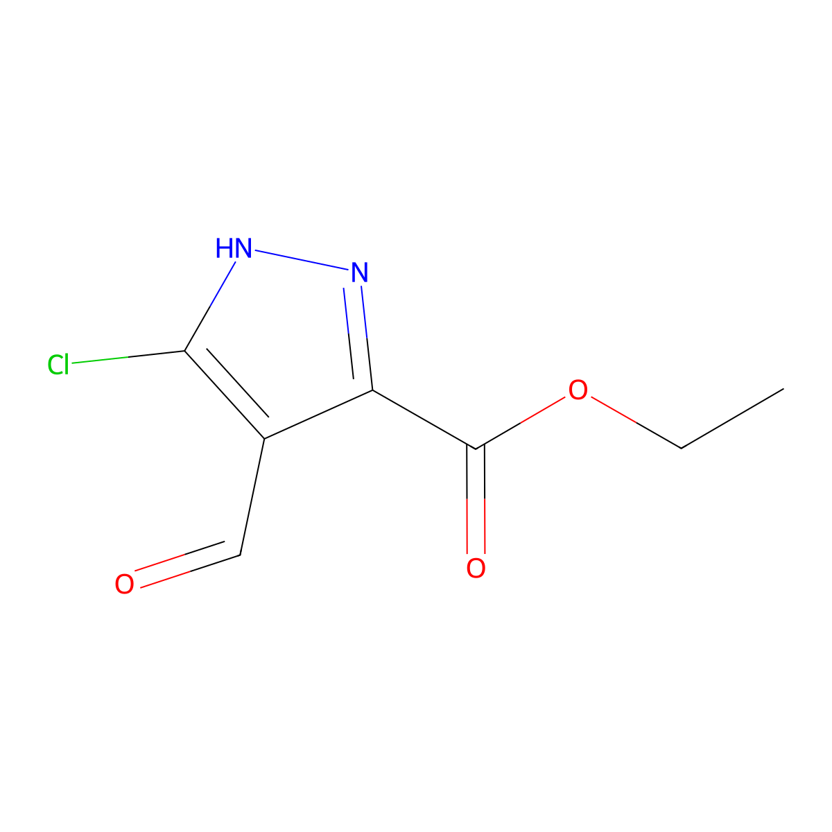 ethyl 5-chloro-4-formyl-1H-pyrazole-3-carboxylate molecular structure, CAS 2095516-97-3