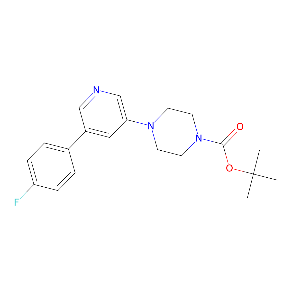 Tert-butyl 4-(5-(4-fluorophenyl)pyridin-3-yl)piperazine-1-carboxylate molecular structure, CAS 2095561-33-2