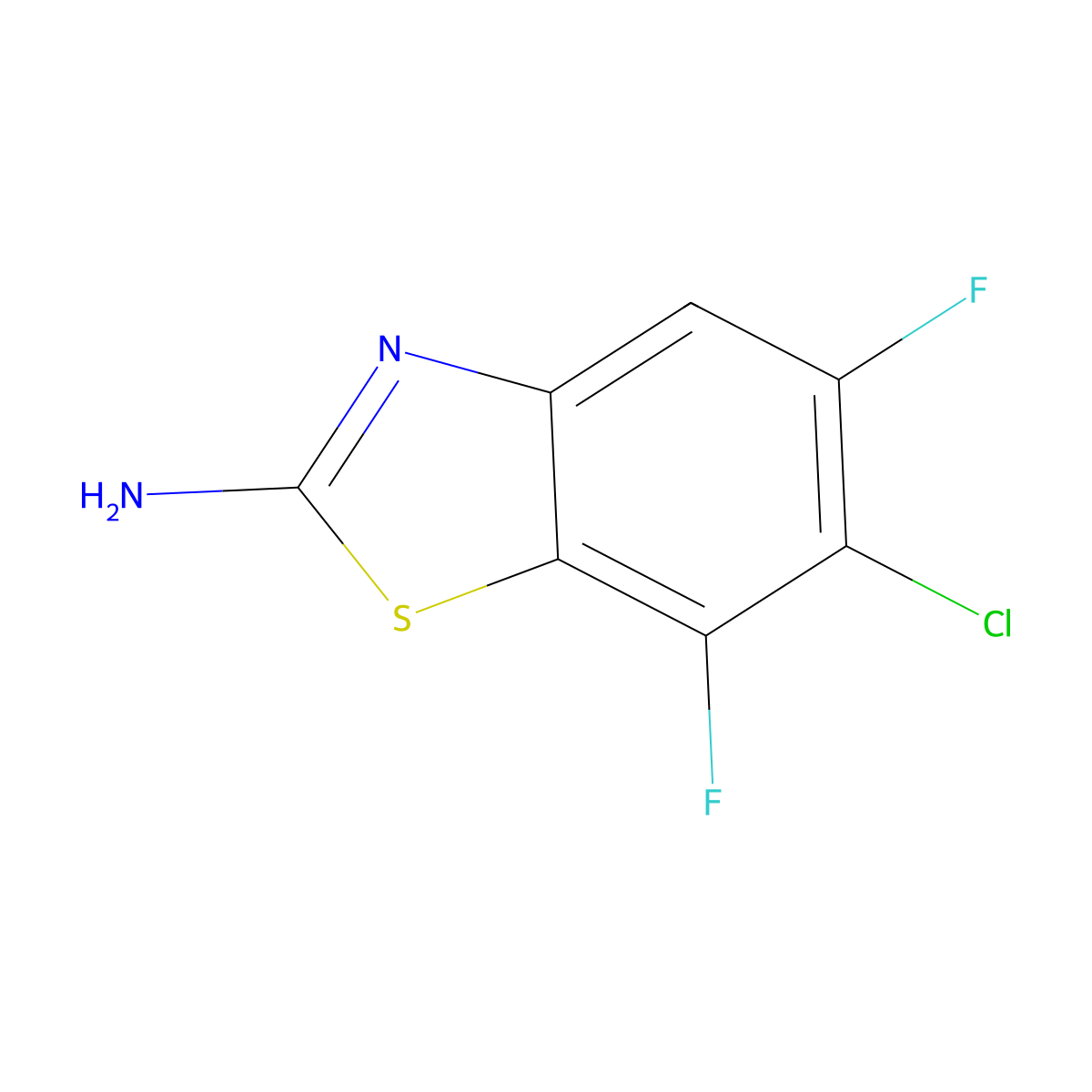 6-Chloro-5,7-difluoro-1,3-benzothiazol-2-amine molecular structure, CAS 2095607-06-8