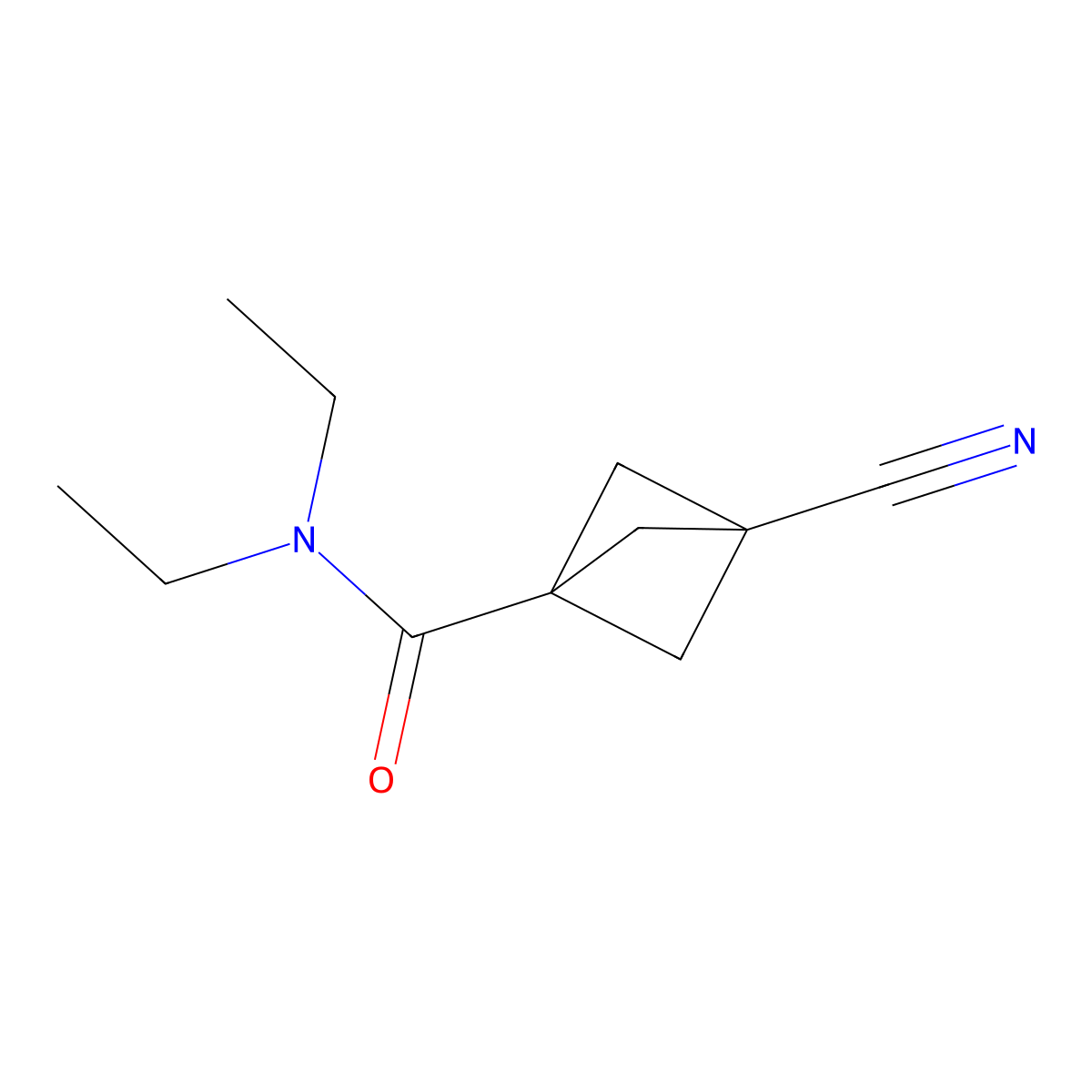 3-cyano-N,N-diethylbicyclo[1.1.1]pentane-1-carboxamide molecular structure, CAS 2095608-15-2