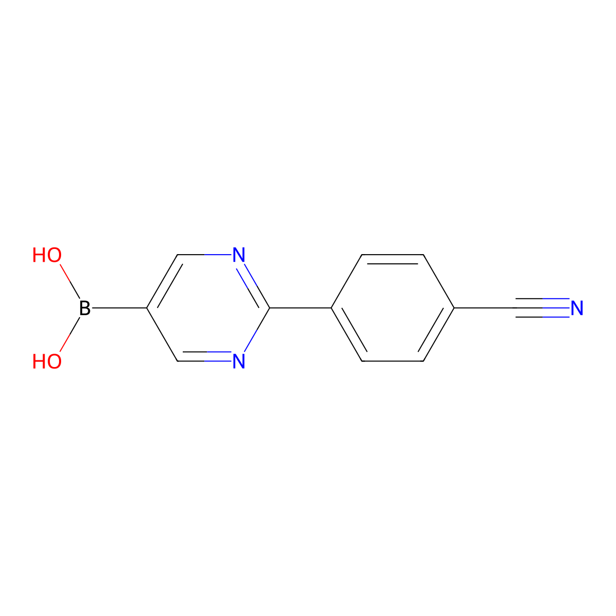(2-(4-Cyanophenyl)pyrimidin-5-yl)boronic acid molecular structure, CAS 2095608-22-1