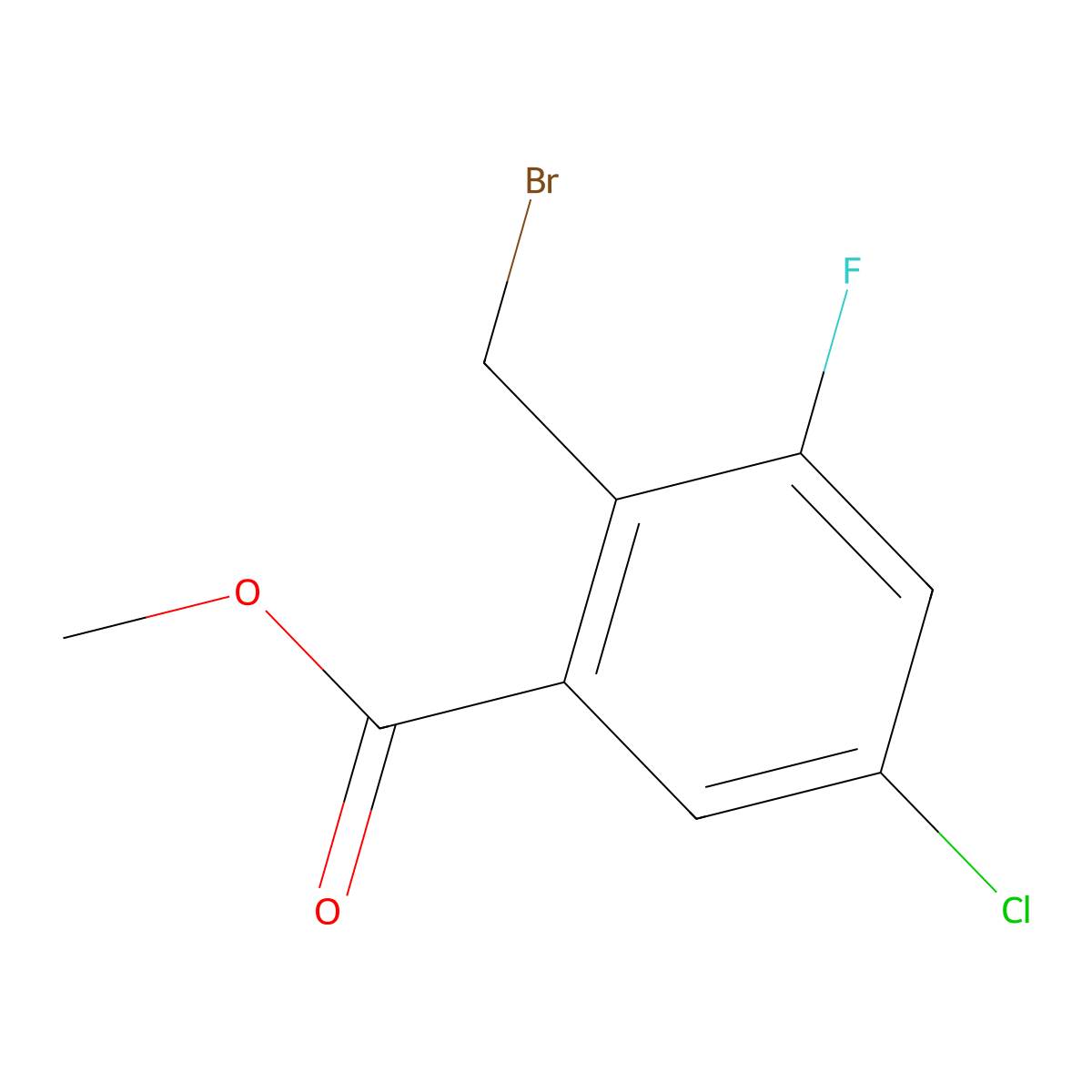 Methyl 2-(bromomethyl)-5-chloro-3-fluorobenzoate molecular structure, CAS 2095631-52-8