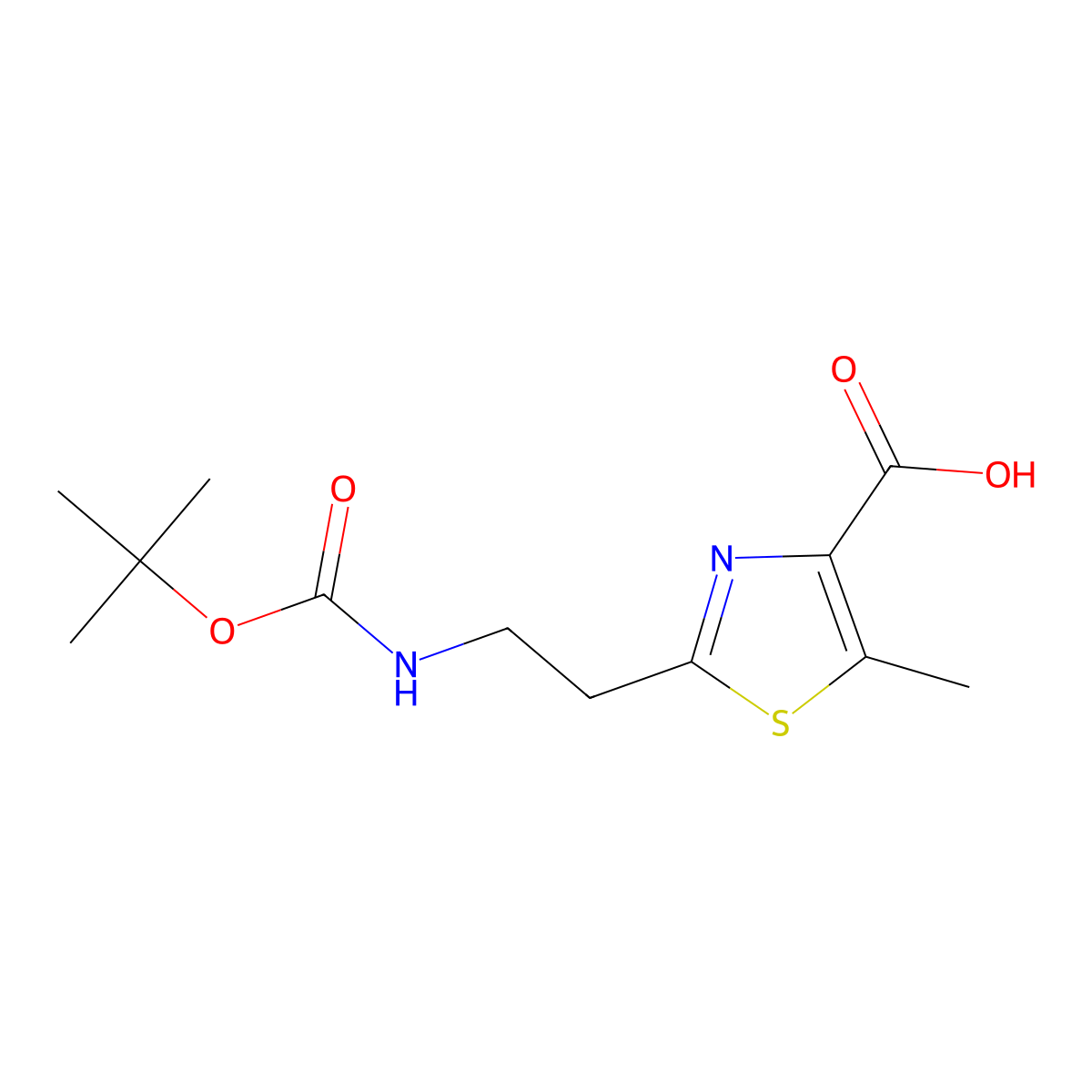 2-(2-{[(Tert-butoxy)carbonyl]amino}ethyl)-5-methyl-1,3-thiazole-4-carboxylic acid molecular structure, CAS 2095670-49-6