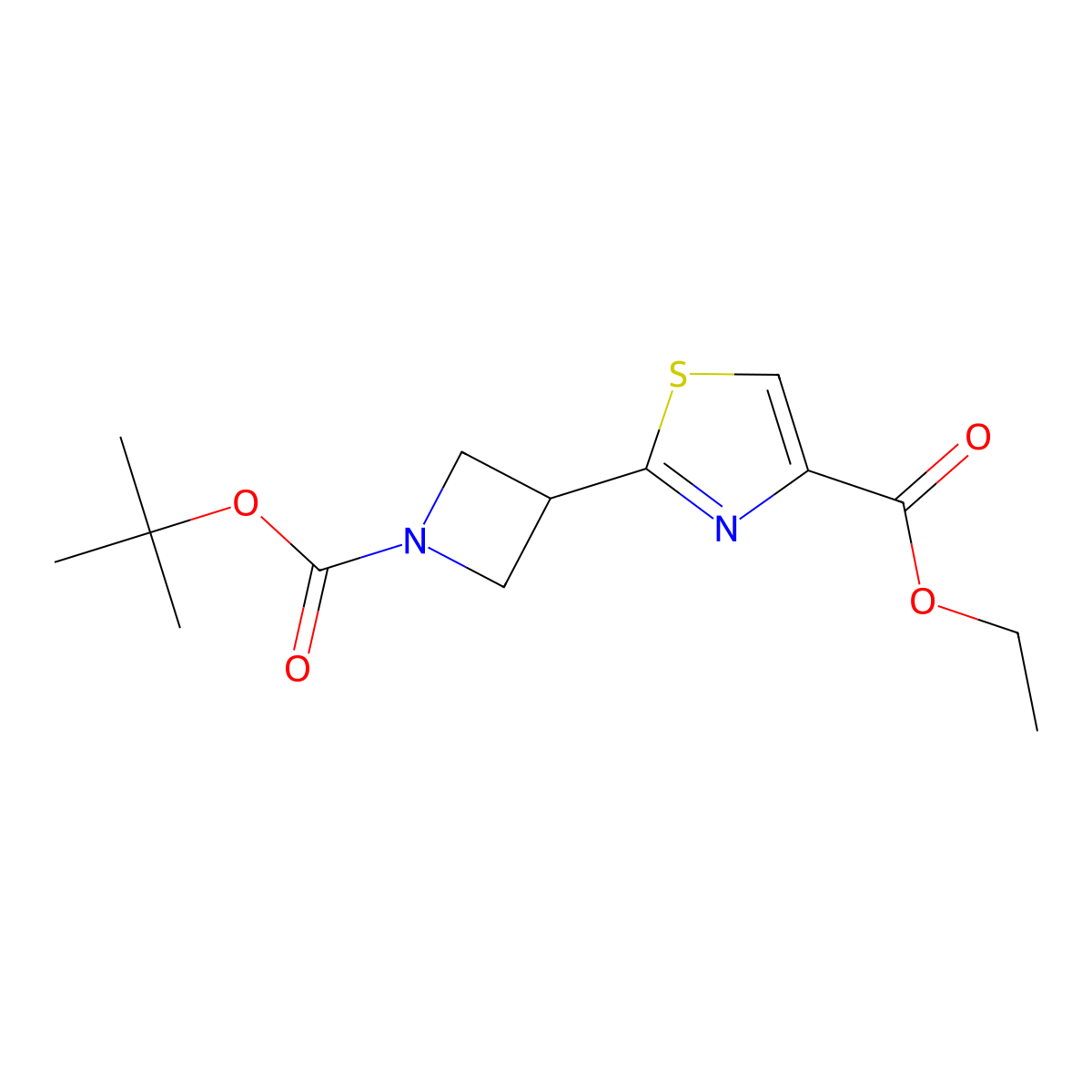 Ethyl 2-{1-[(tert-butoxy)carbonyl]azetidin-3-yl}-1,3-thiazole-4-carboxylate molecular structure, CAS 2095671-26-2