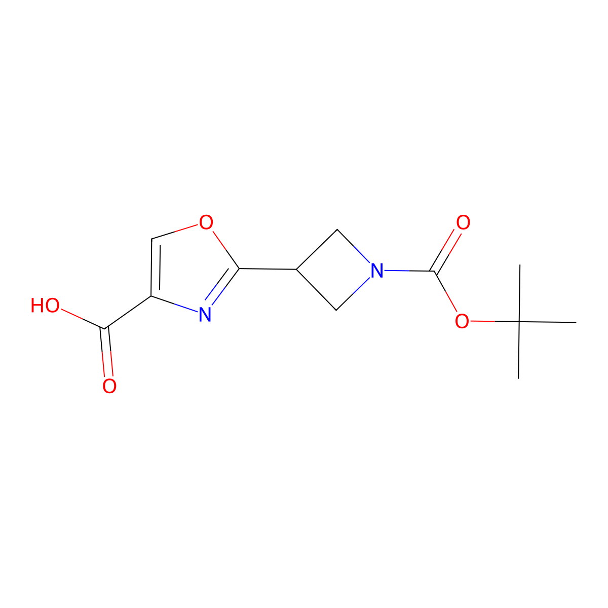 2-(1-((Tert-butoxy)carbonyl)azetidin-3-yl)-1,3-oxazole-4-carboxylic acid molecular structure, CAS 2095672-78-7