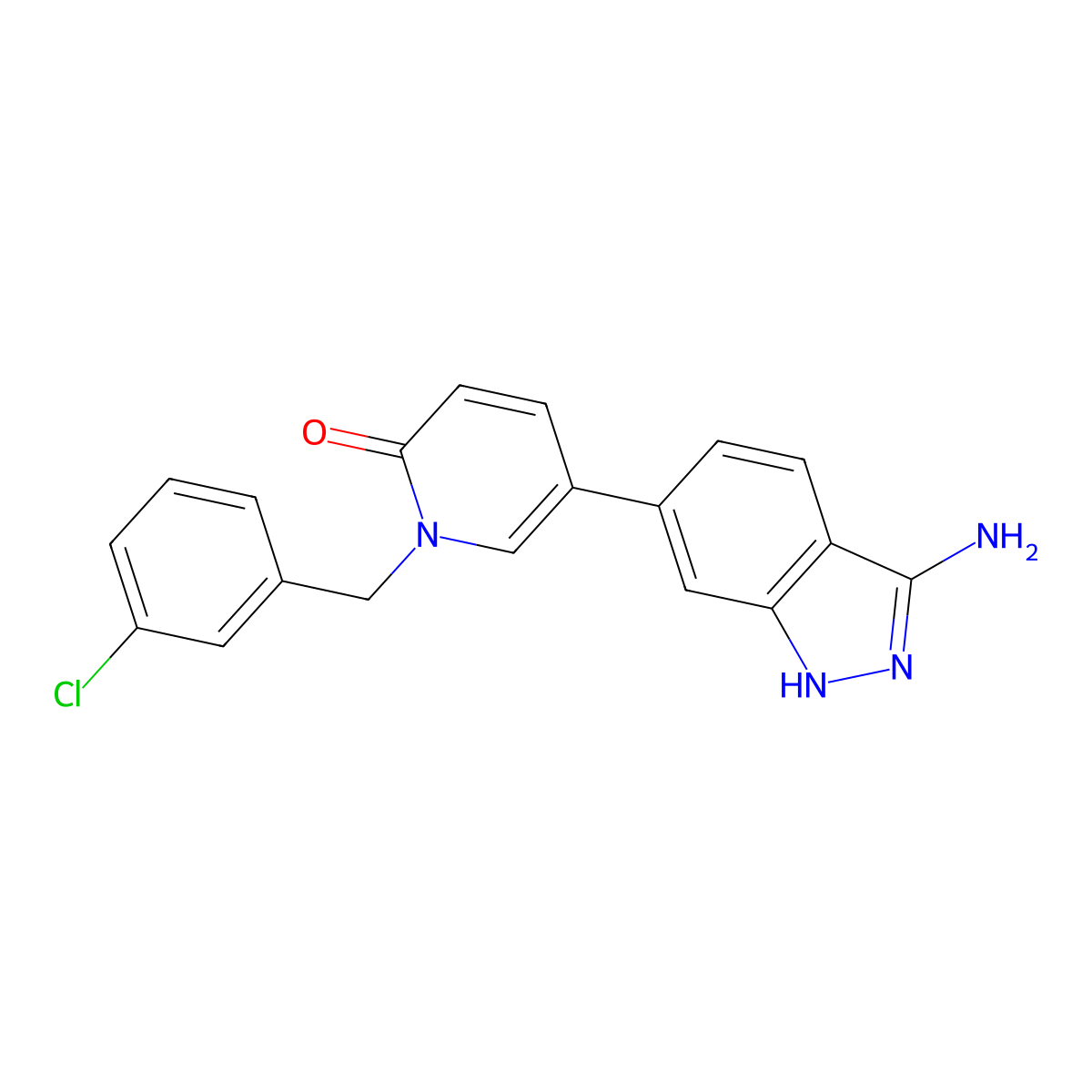 5-(3-Amino-1H-indazol-6-yl)-1-[(3-chlorophenyl)methyl]pyridin-2-one molecular structure, CAS 2095704-43-9
