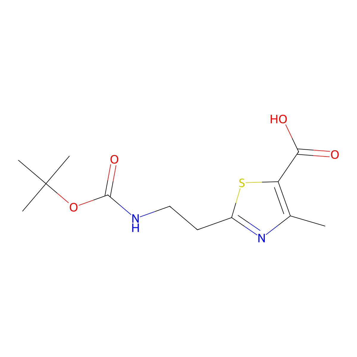 2-(2-{[(Tert-butoxy)carbonyl]amino}ethyl)-4-methyl-1,3-thiazole-5-carboxylic acid molecular structure, CAS 2095776-06-8