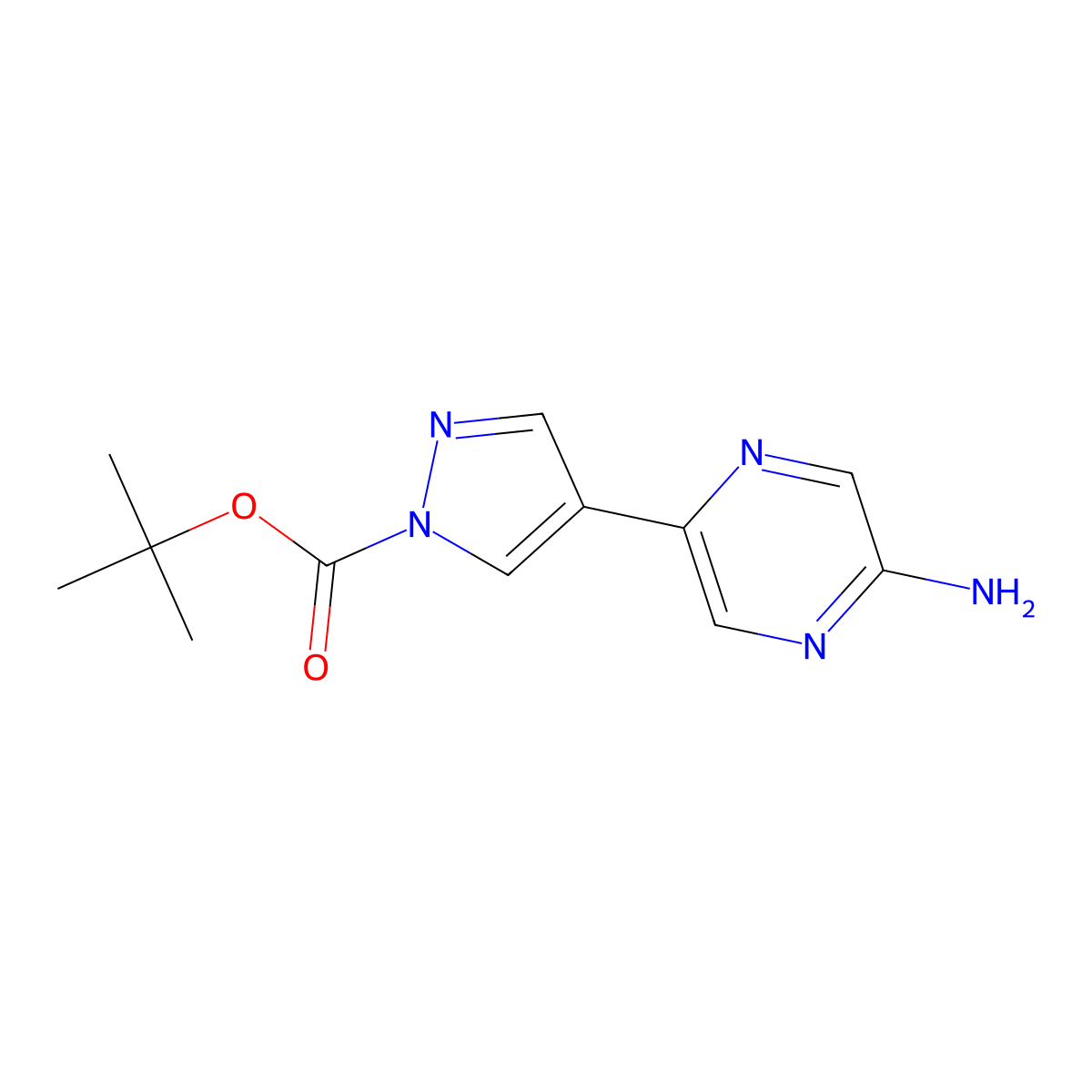 Tert-butyl 4-(5-aminopyrazin-2-YL)-1H-pyrazole-1-carboxylate molecular structure, CAS 2095779-30-7