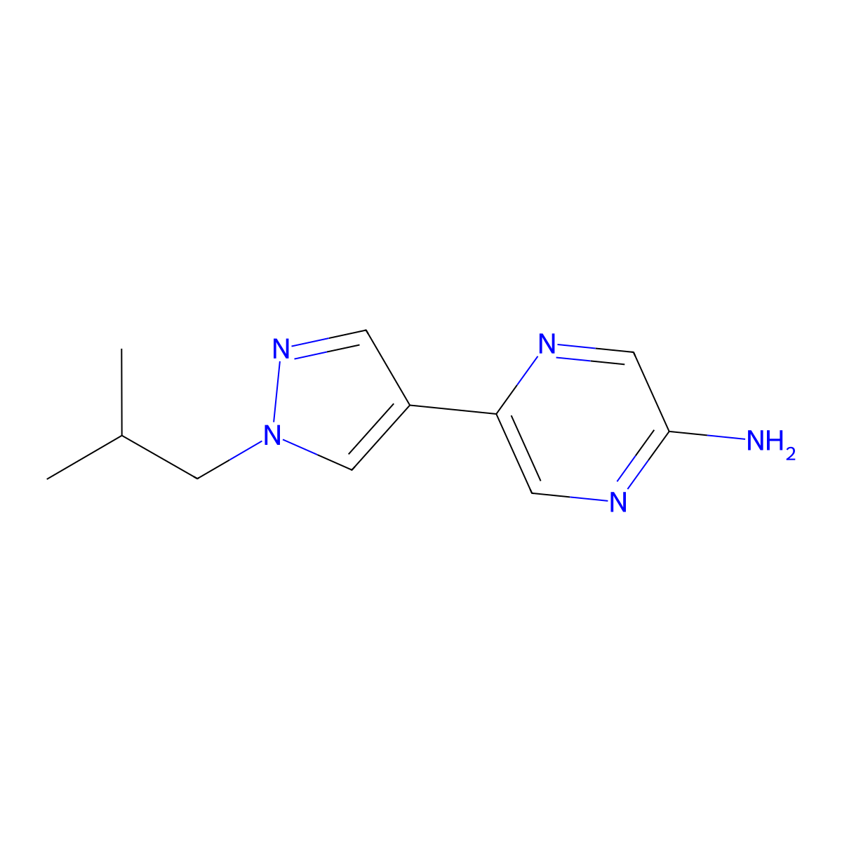 5-(1-Isobutyl-1H-pyrazol-4-YL)pyrazin-2-amine molecular structure, CAS 2095779-36-3