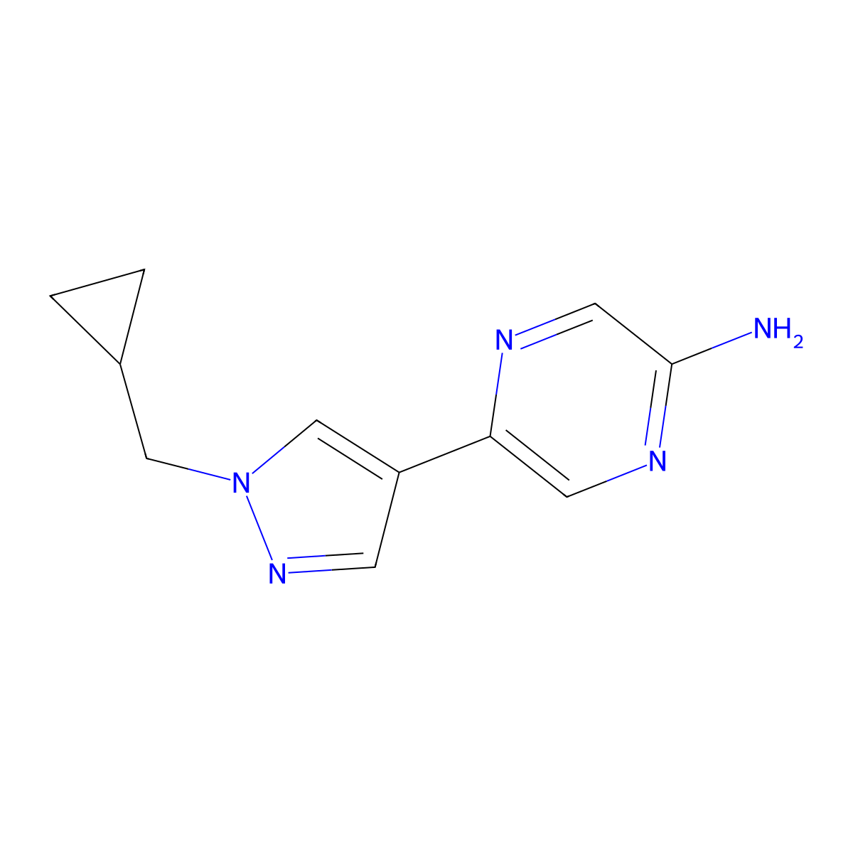 5-(1-(Cyclopropylmethyl)-1H-pyrazol-4-YL)pyrazin-2-amine molecular structure, CAS 2095779-37-4