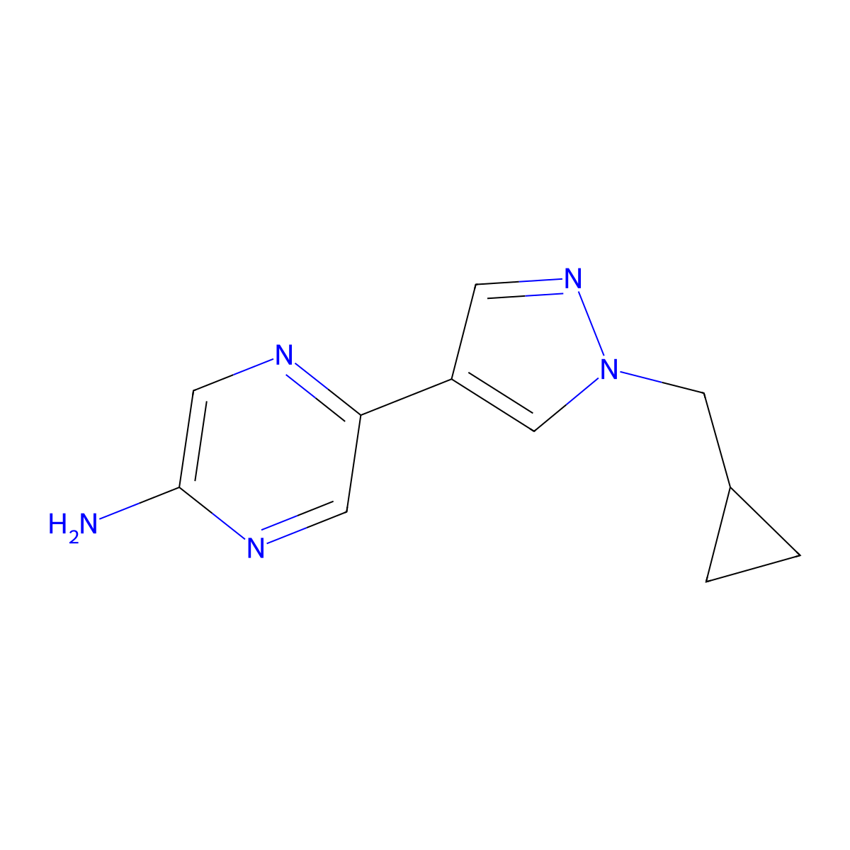 5-(1-(Cyclopropylmethyl)-1H-pyrazol-4-YL)pyrazin-2-amine molecular structure, CAS 2095779-37-4