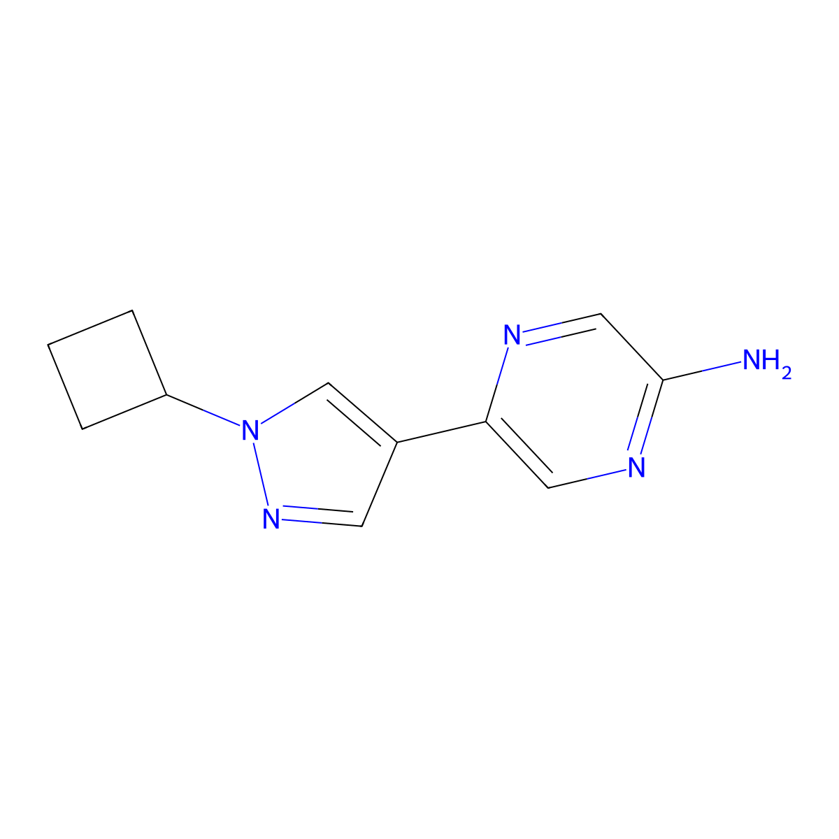 5-(1-Cyclobutyl-1H-pyrazol-4-YL)pyrazin-2-amine molecular structure, CAS 2095779-38-5