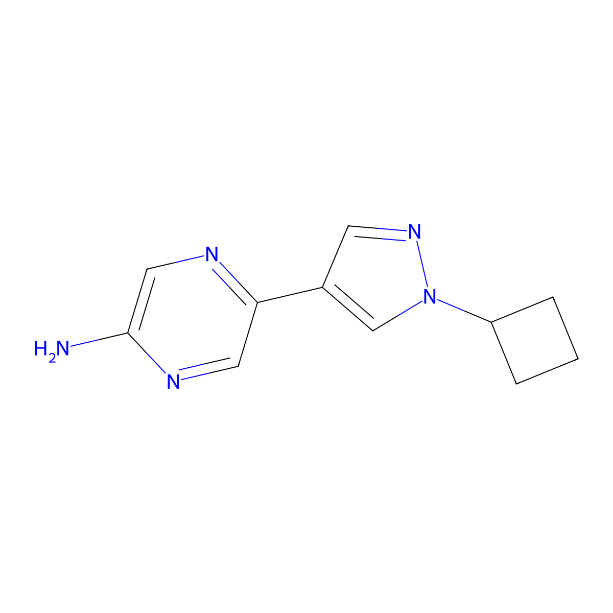 5-(1-Cyclobutyl-1H-pyrazol-4-YL)pyrazin-2-amine molecular structure, CAS 2095779-38-5