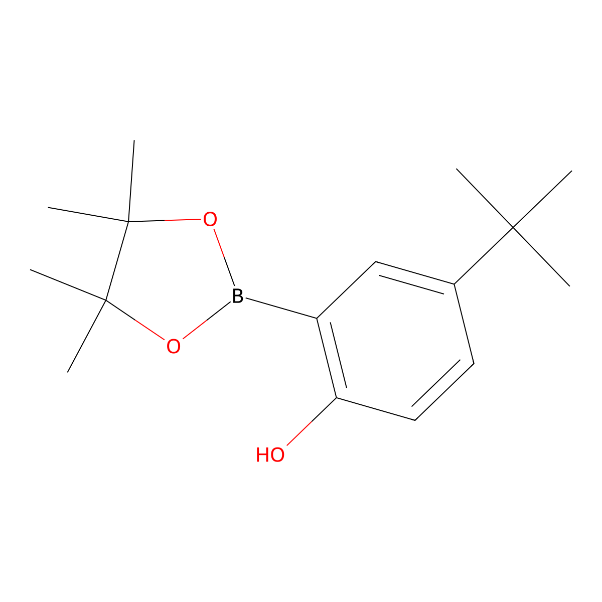 4-Tert-butyl-2-(4,4,5,5-tetramethyl-1,3,2-dioxaborolan-2-YL)phenol molecular structure, CAS 2095797-21-8