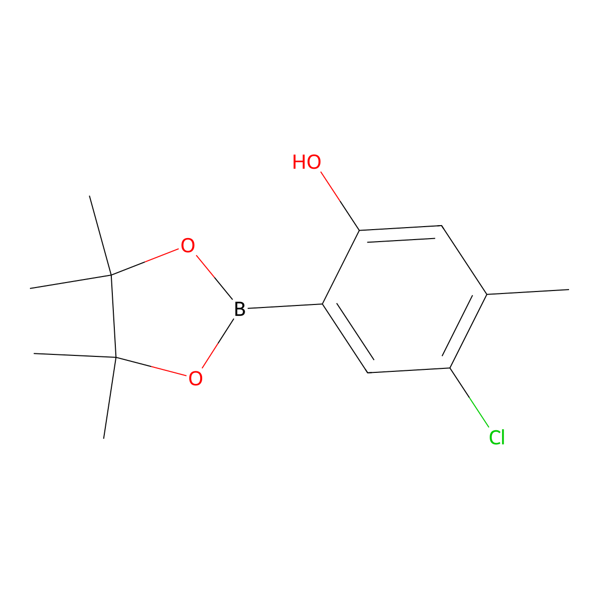 4-Chloro-5-methyl-2-(tetramethyl-1,3,2-dioxaborolan-2-yl)phenol molecular structure, CAS 2095797-26-3