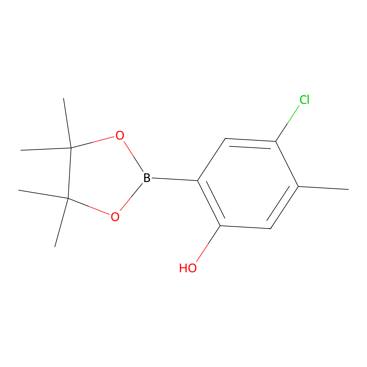 4-Chloro-5-methyl-2-(tetramethyl-1,3,2-dioxaborolan-2-yl)phenol molecular structure, CAS 2095797-26-3
