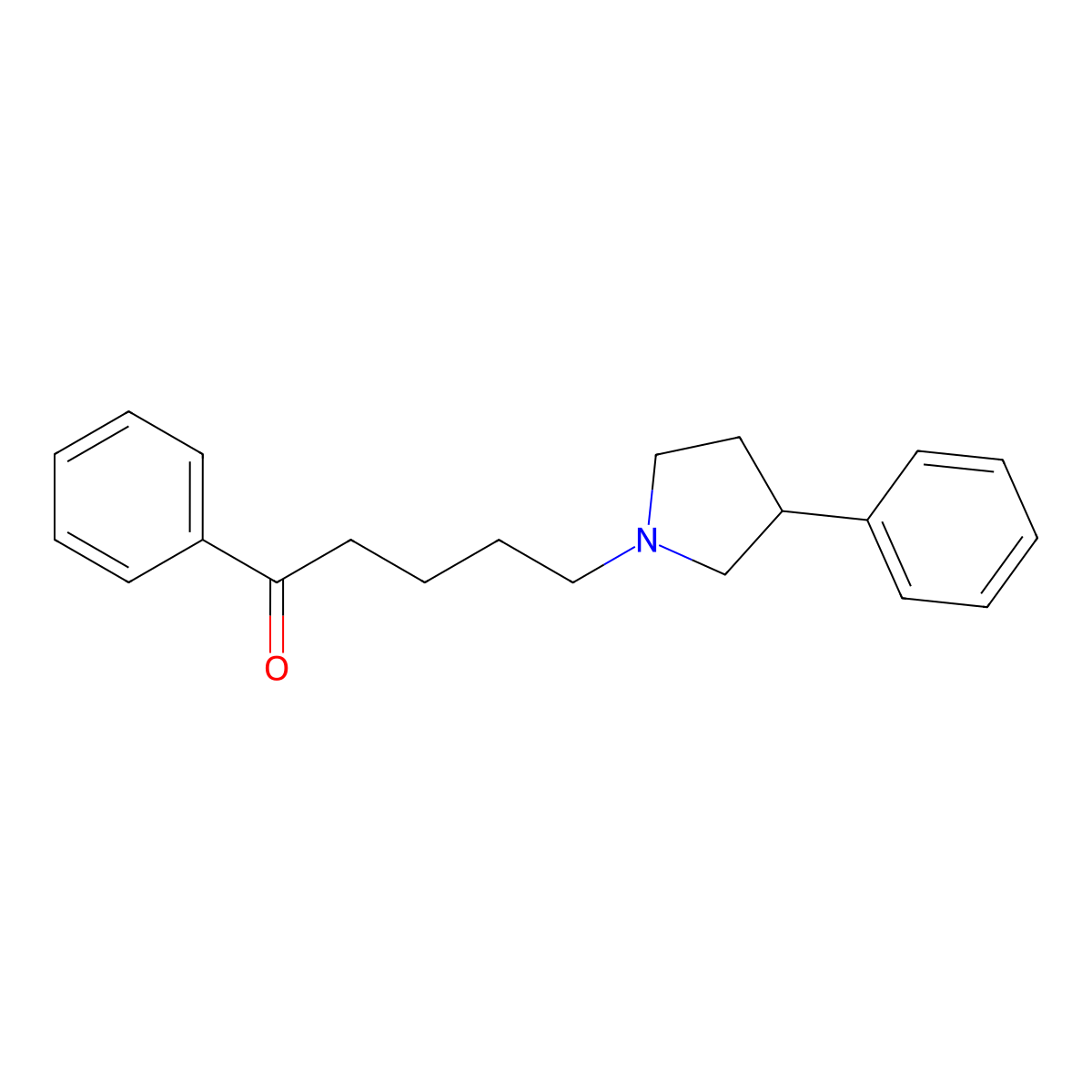 1-Phenyl-5-(3-phenylpyrrolidin-1-yl)pentan-1-one molecular structure, CAS 20958-47-8