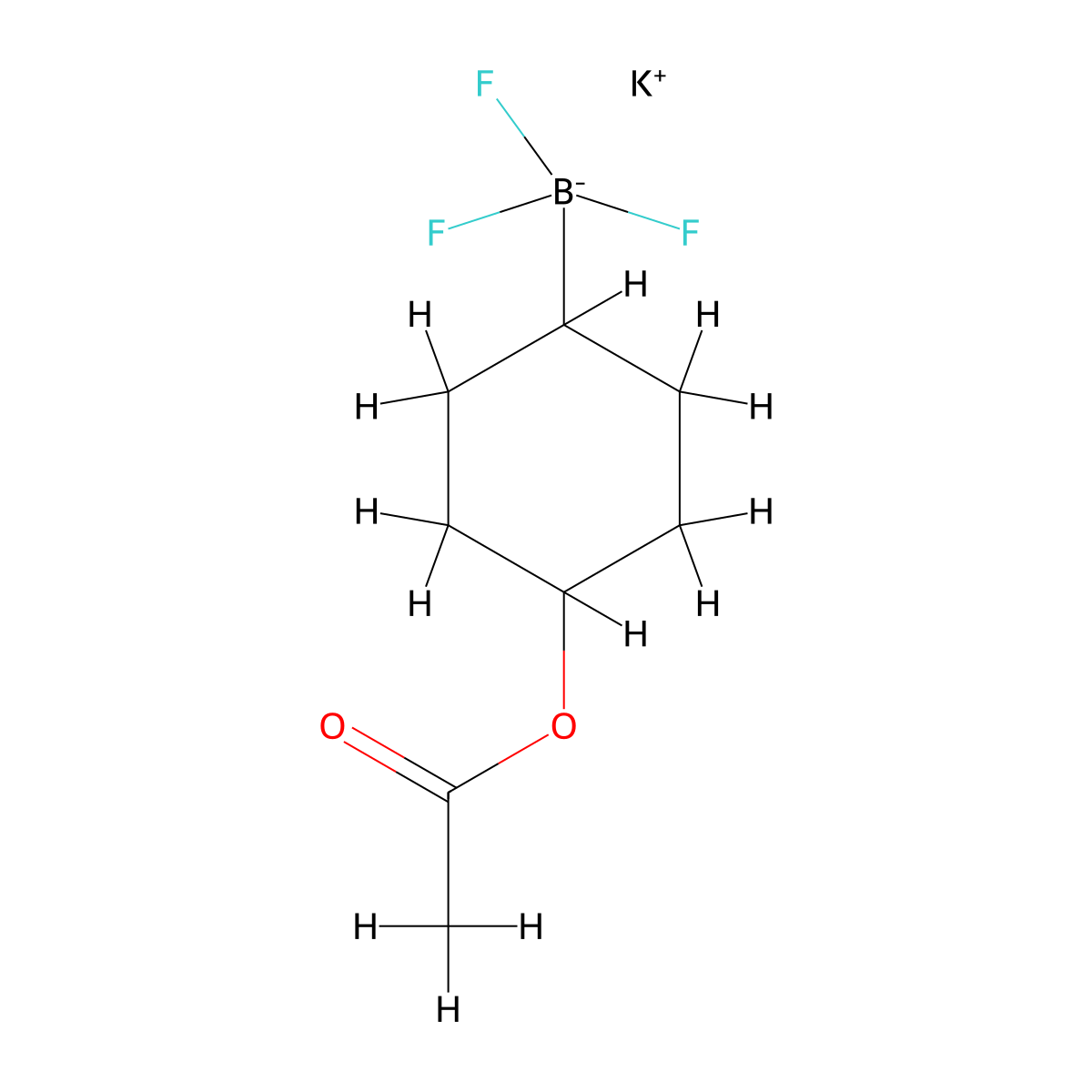 Potassium (4-acetoxycyclohexyl)-trifluoro-boranuide molecular structure, CAS 2095863-67-3