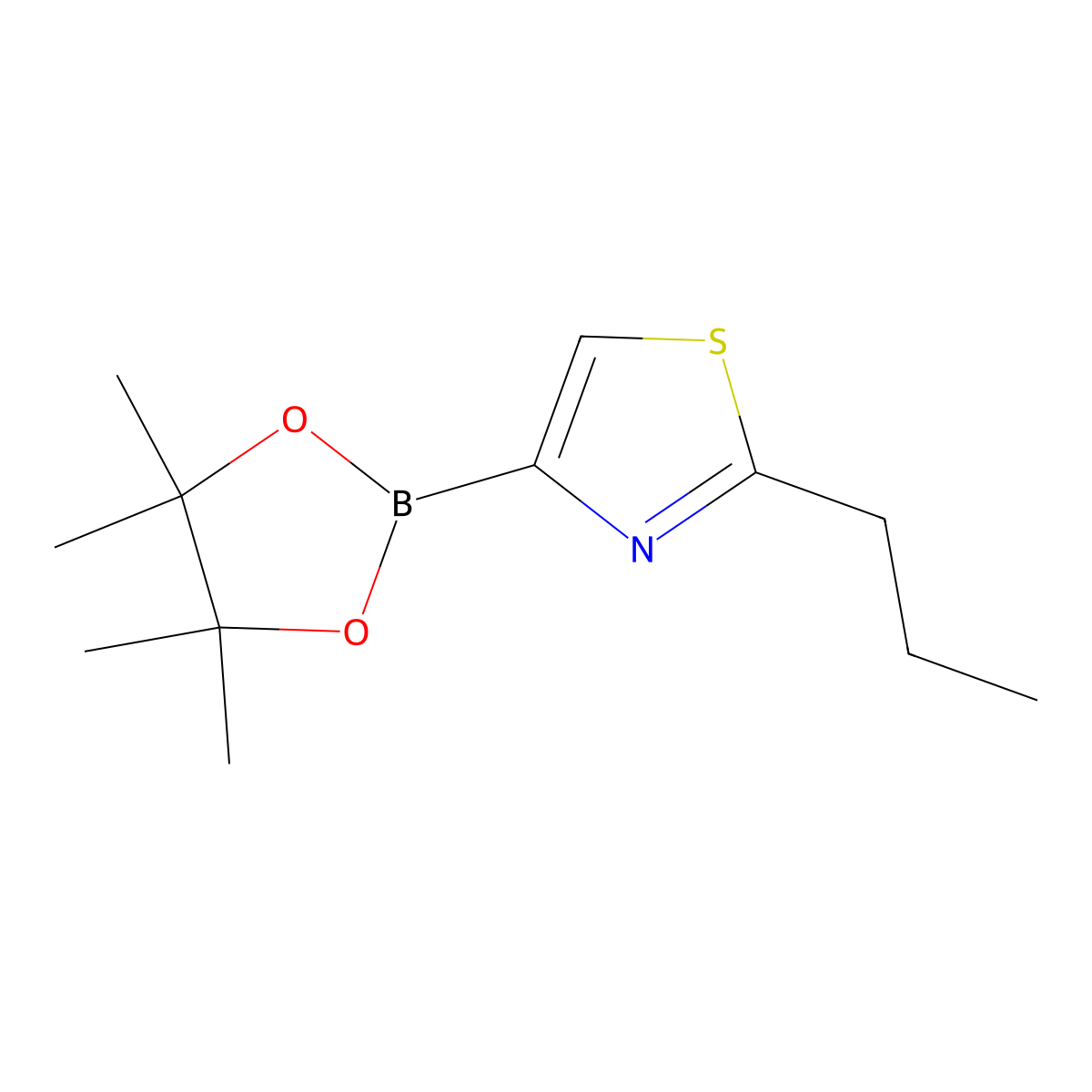 2-Propyl-4-(4,4,5,5-tetramethyl-1,3,2-dioxaborolan-2-yl)thiazole molecular structure, CAS 2095871-54-6