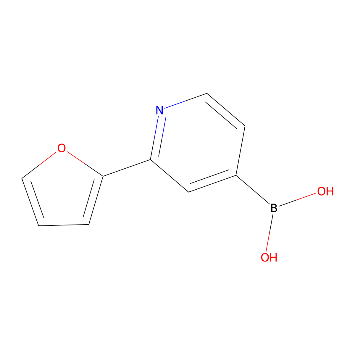 (2-(Furan-2-yl)pyridin-4-yl)boronic acid molecular structure, CAS 2095871-55-7