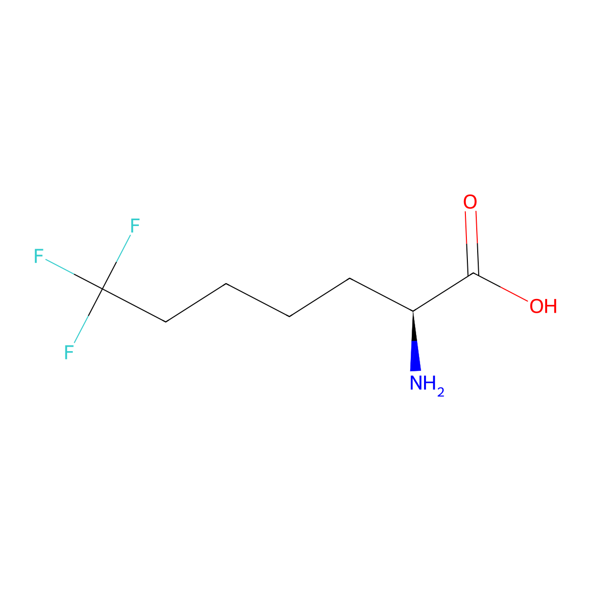 (2S)-2-amino-7,7,7-trifluoroheptanoic acid molecular structure, CAS 2095886-32-9