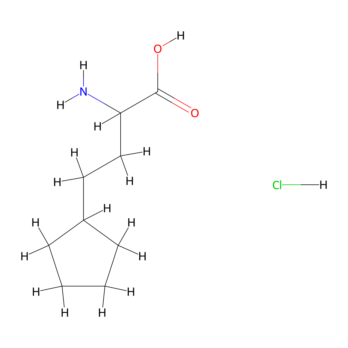 2-Amino-4-cyclopentylbutanoic acid hydrochloride molecular structure, CAS 2095887-64-0