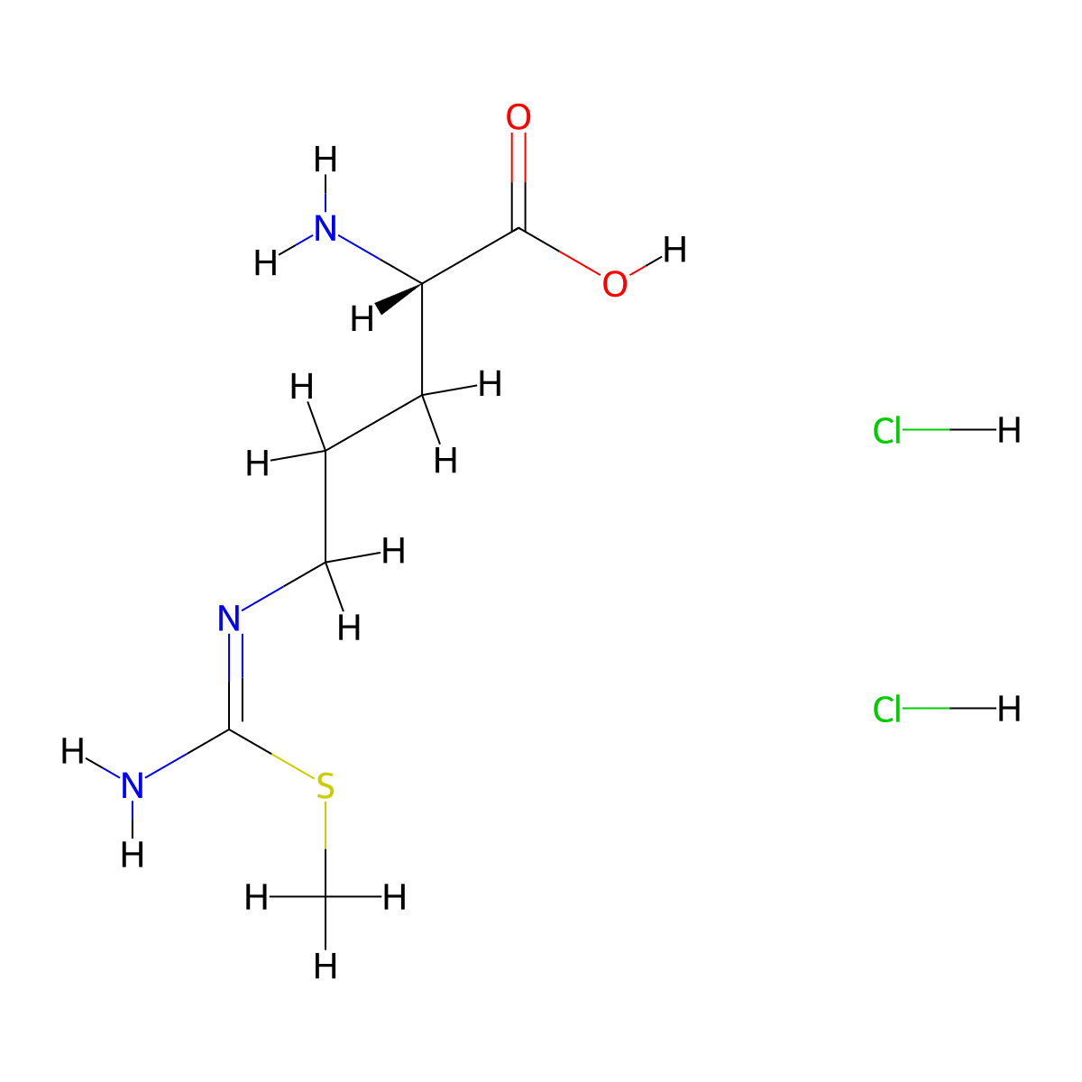 (S,E)-2-Amino-5-((amino(methylthio)methylene)amino)pentanoic acid dihydrochloride molecular structure, CAS 209589-59-3