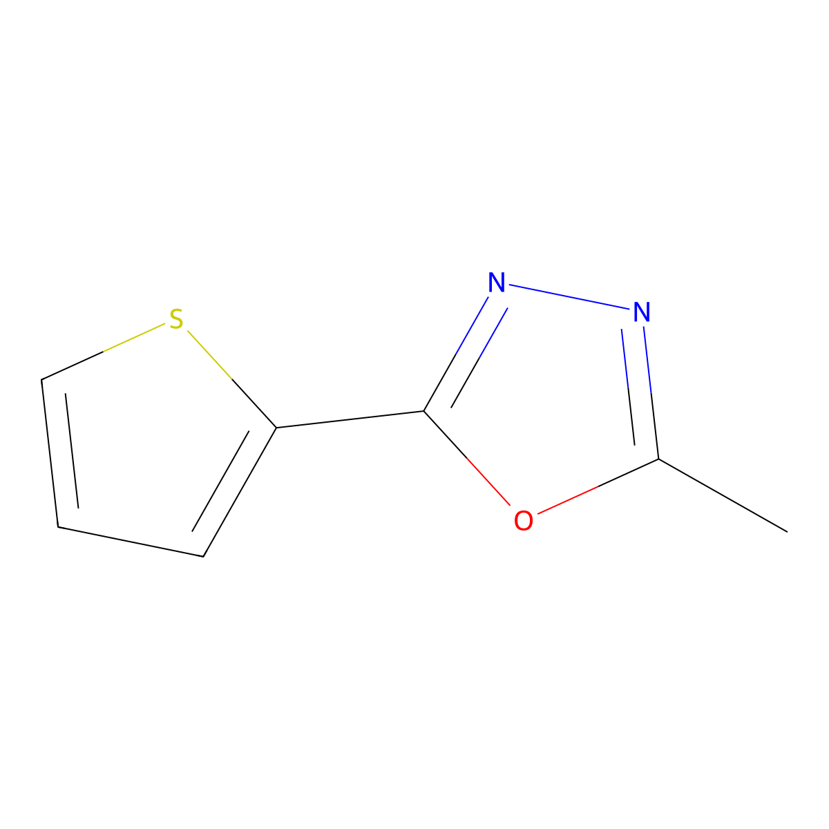 2-Methyl-5-(thiophen-2-YL)-1,3,4-oxadiazole molecular structure, CAS 209592-81-4