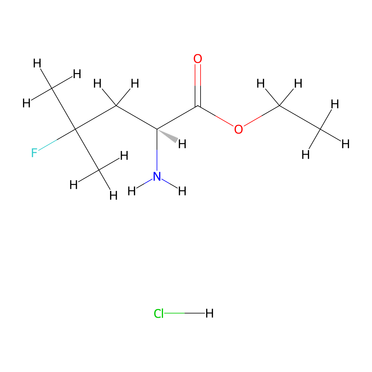 Ethyl (S)-2-amino-4-fluoro-4-methylpentanoate hydrochloride molecular structure, CAS 2095926-24-0