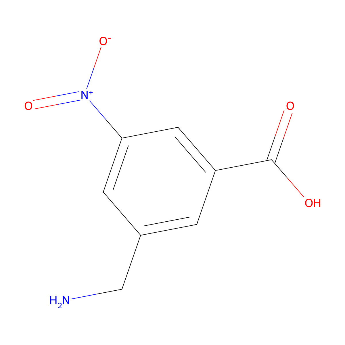 3-Aminomethyl-5-nitrobenzoic acid molecular structure, CAS 209604-85-3