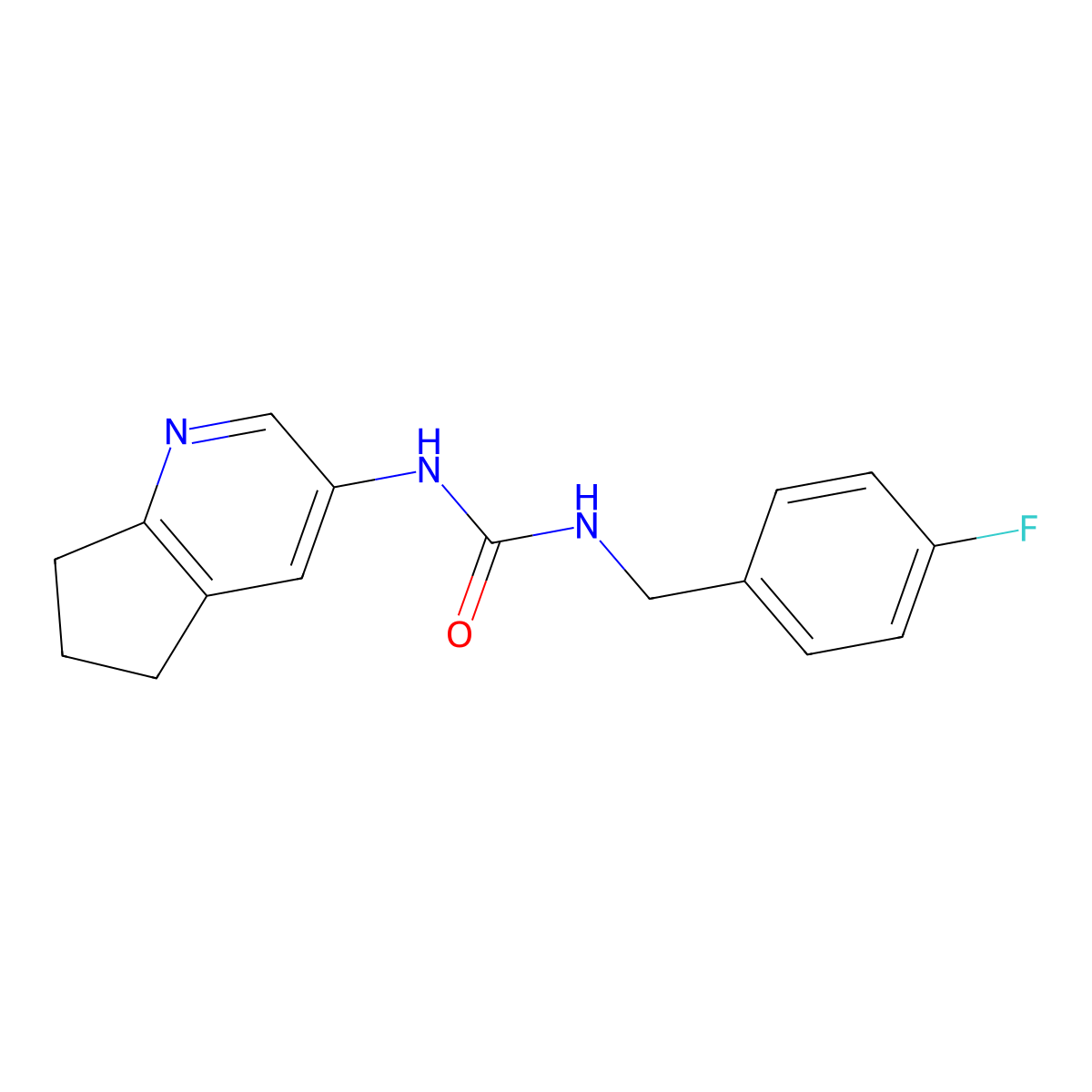1-(6,7-Dihydro-5H-cyclopenta[b]pyridin-3-yl)-3-(4-fluorobenzyl)urea molecular structure, CAS 2096106-39-5