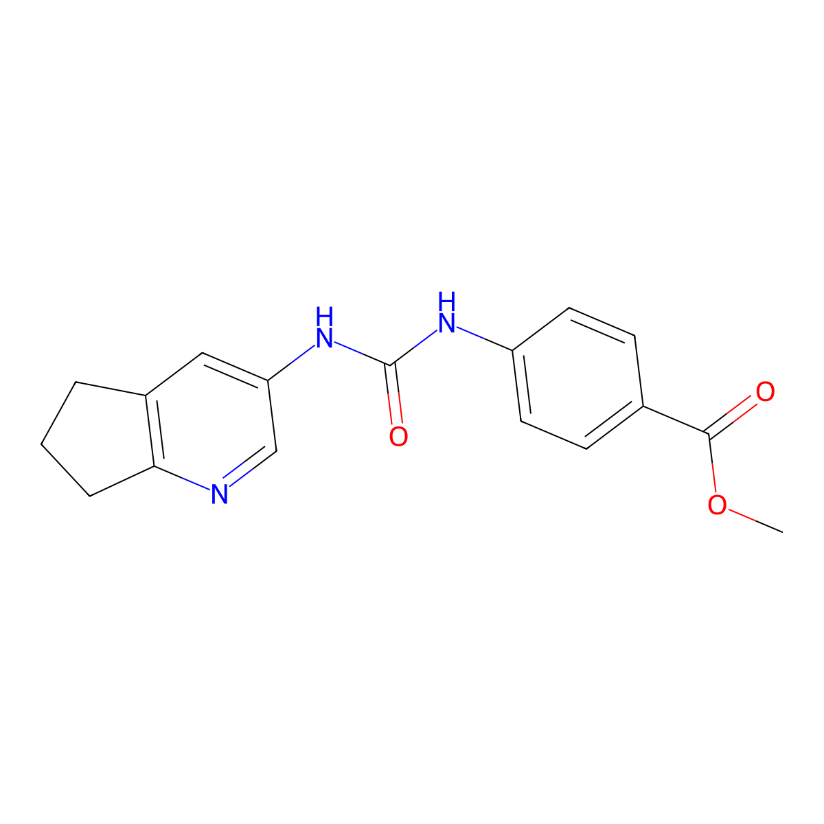 Methyl 4-(3-(6,7-dihydro-5H-cyclopenta[b]pyridin-3-yl)ureido)benzoate molecular structure, CAS 2096106-45-3