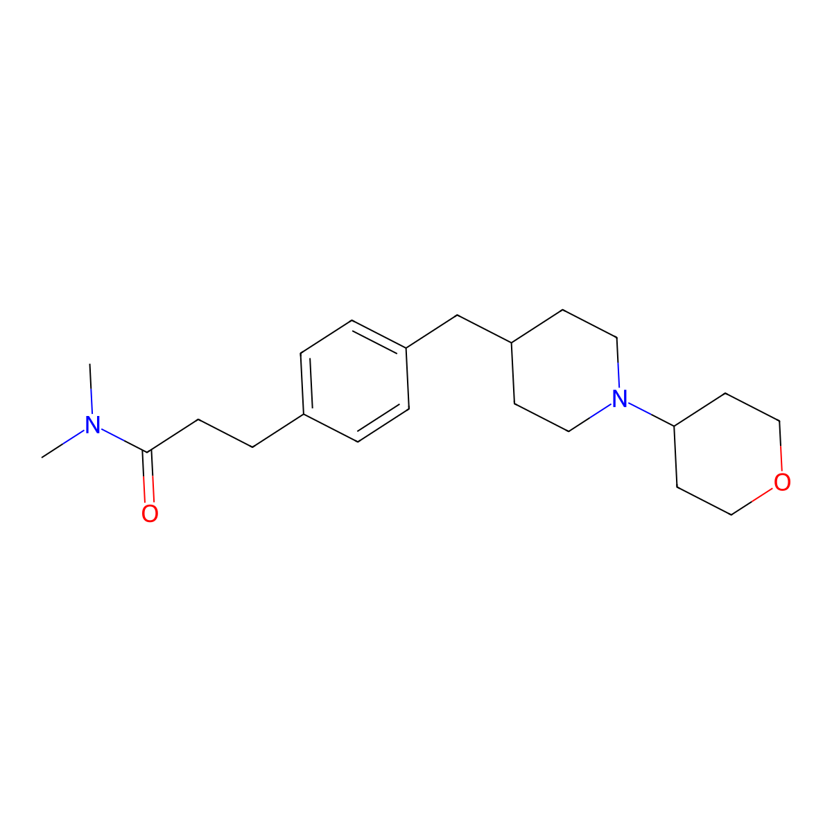 N,N-dimethyl-3-{4-[(1-tetrahydro-2H-pyran-4-yl-4-piperidyl)methyl]phenyl}propanamide molecular structure, CAS 2096110-85-7