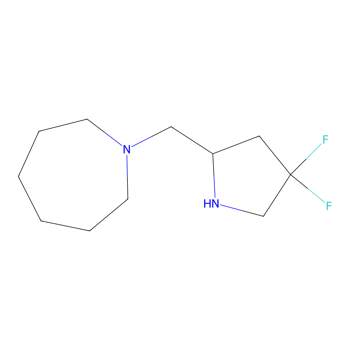 1-{[(2S)-4,4-difluorotetrahydro-1H-pyrrol-2-yl]methyl}azepane molecular structure, CAS 2096133-61-6