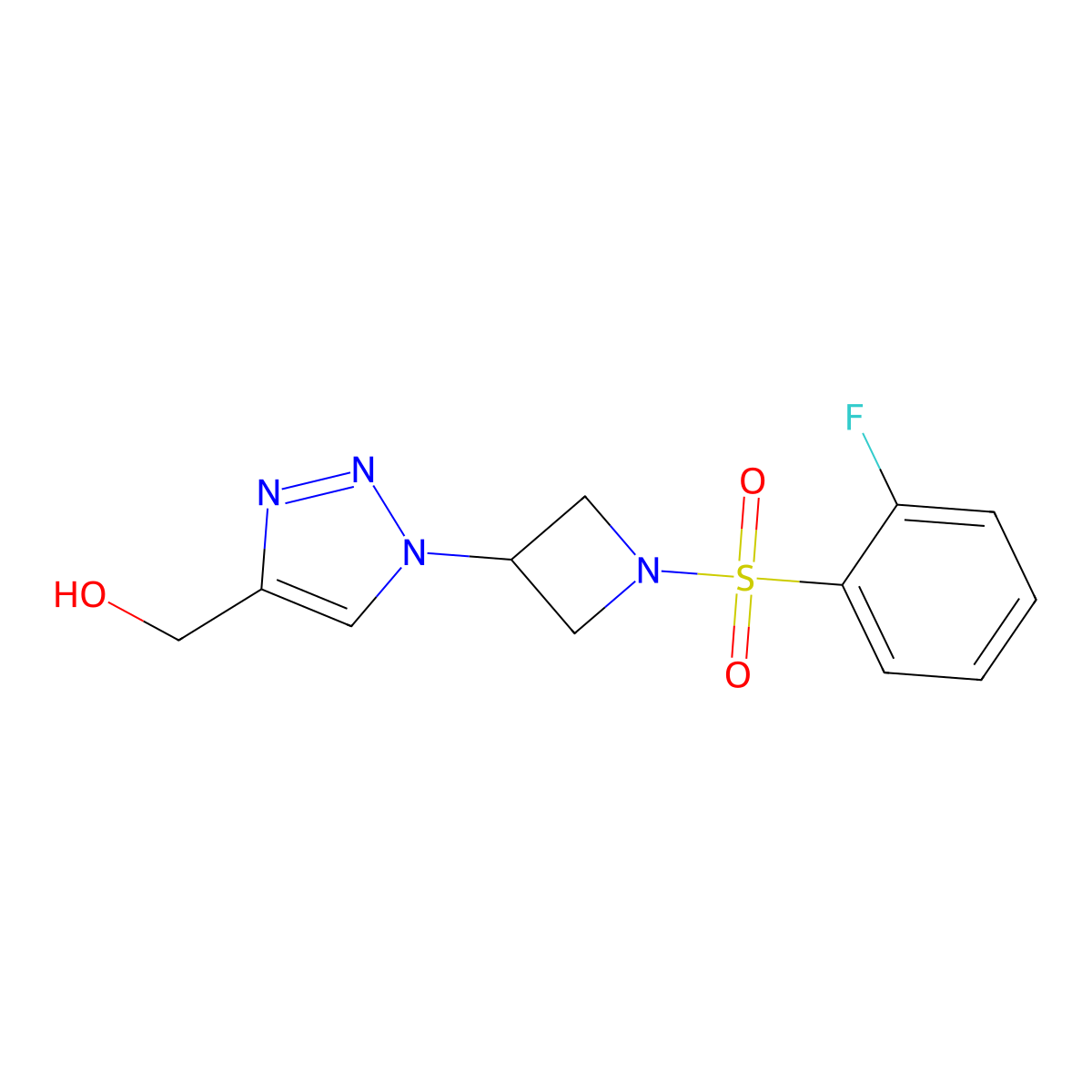 (1-(1-((2-Fluorophenyl)sulfonyl)azetidin-3-yl)-1H-1,2,3-triazol-4-yl)methanol molecular structure, CAS 2096181-65-4