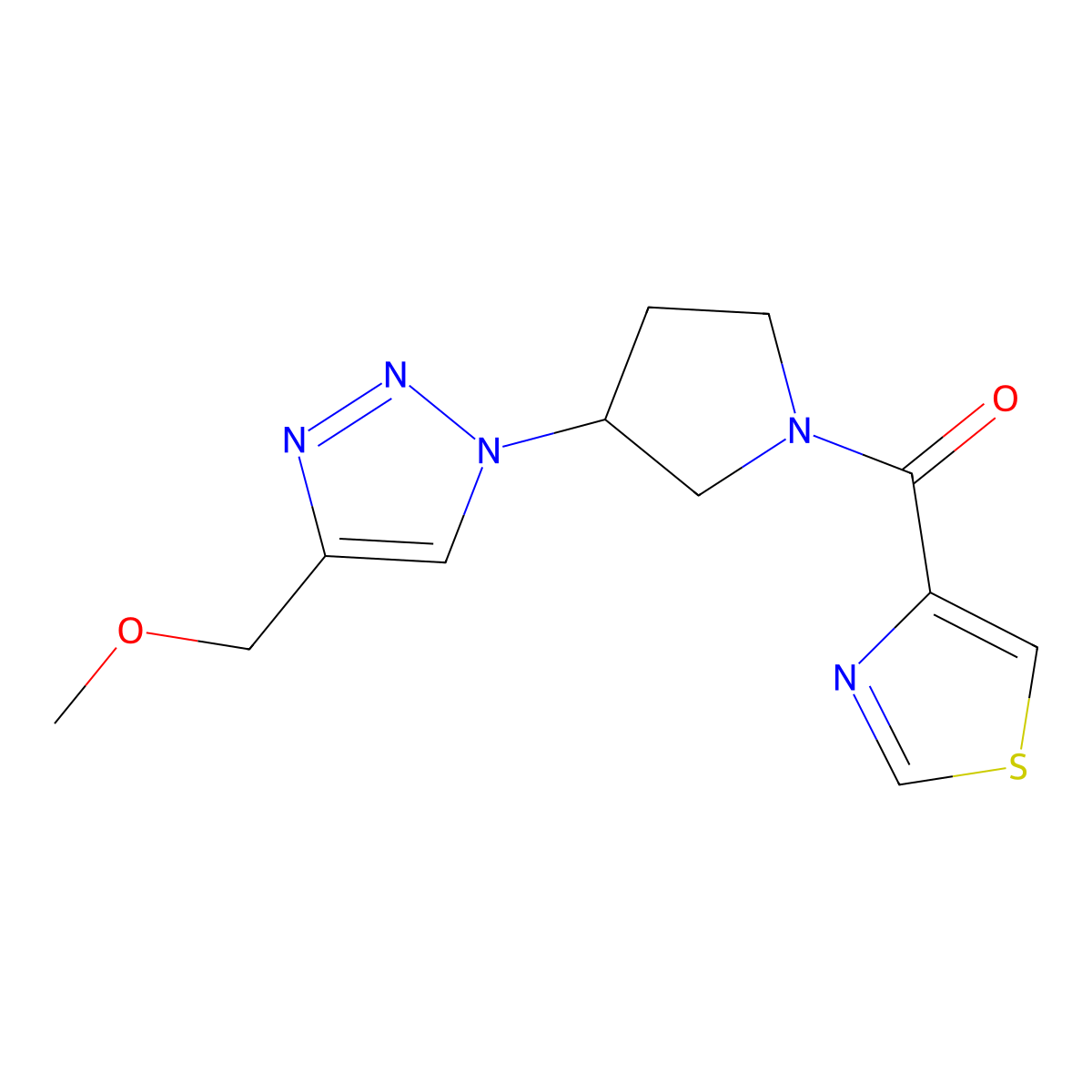 4-(methoxymethyl)-1-[1-(1,3-thiazole-4-carbonyl)pyrrolidin-3-yl]-1H-1,2,3-triazole molecular structure, CAS 2096192-73-1